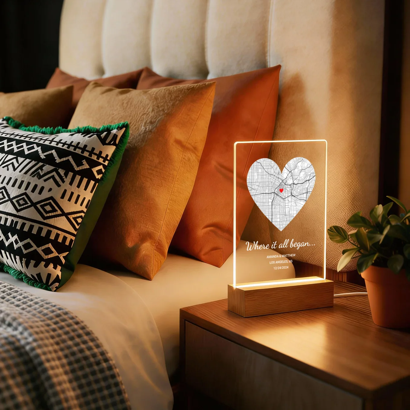 (US) Personalisiertes Acryl-Licht ''Wo alles begann'' | Nachtlicht, Dekolicht, Glowlight - Image 3