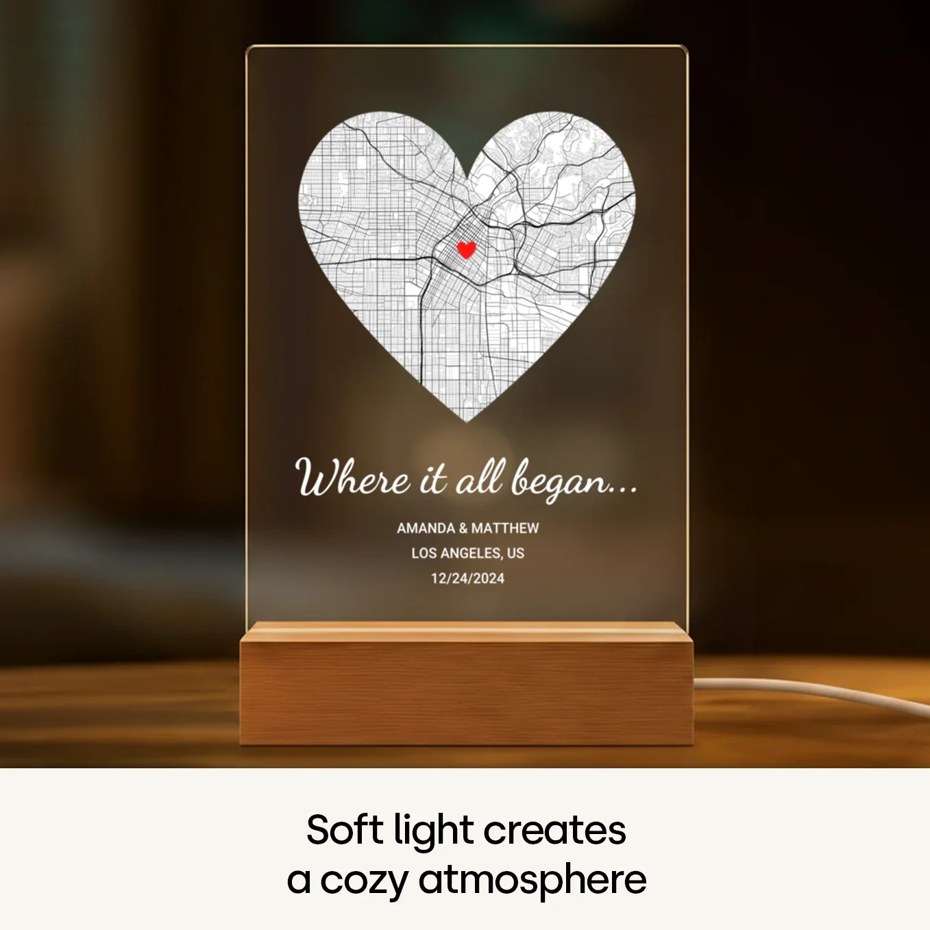 (US) Personalisiertes Acryl-Licht ''Wo alles begann'' | Nachtlicht, Dekolicht, Glowlight - Image 7