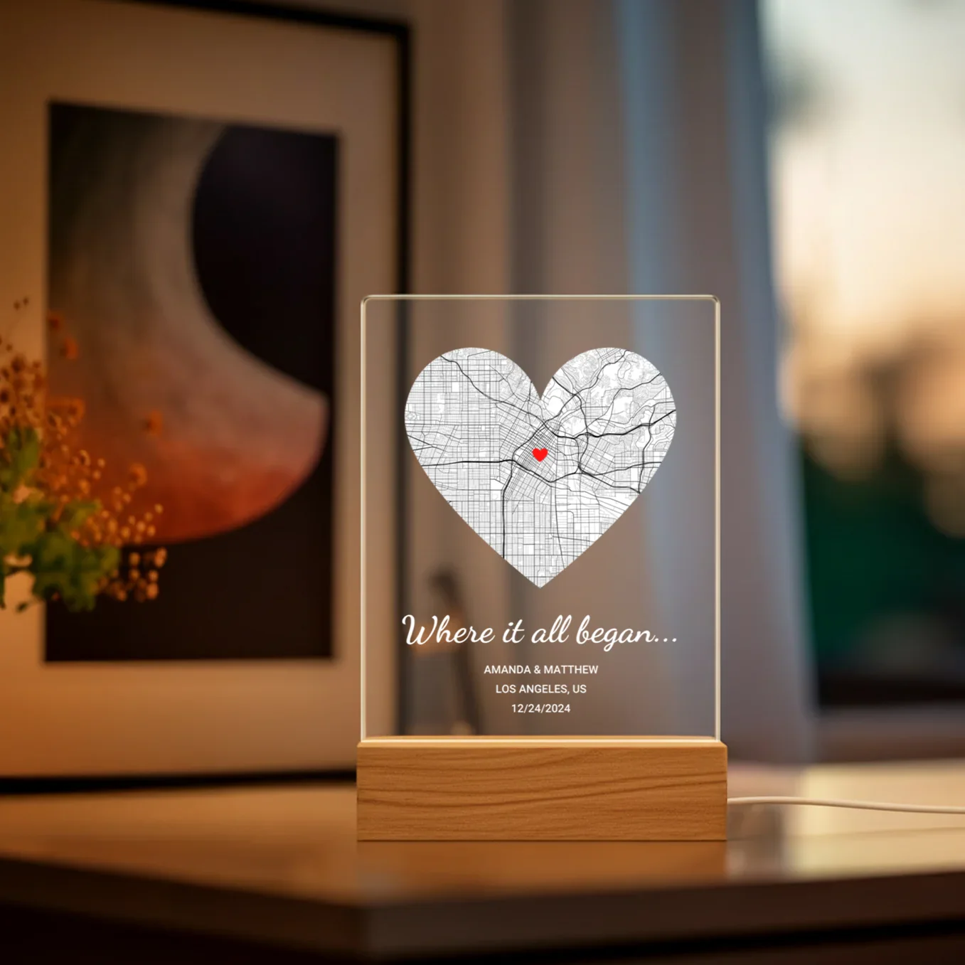 (US) Personalisiertes Acryl-Licht ''Wo alles begann'' | Nachtlicht, Dekolicht, Glowlight - Image 8