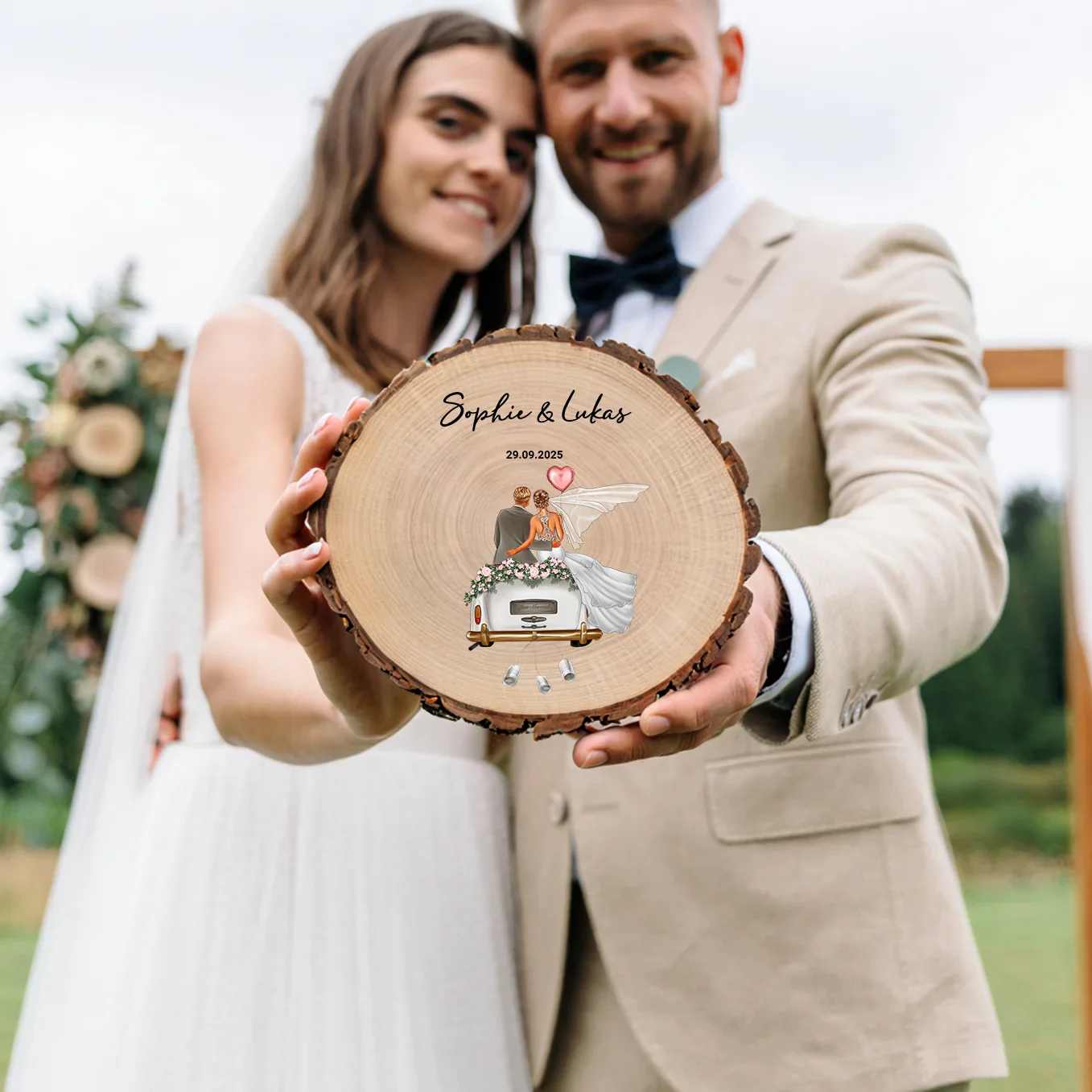 Personalisiertes Geldgeschenk Baumscheibe "Just Married" - Image 6