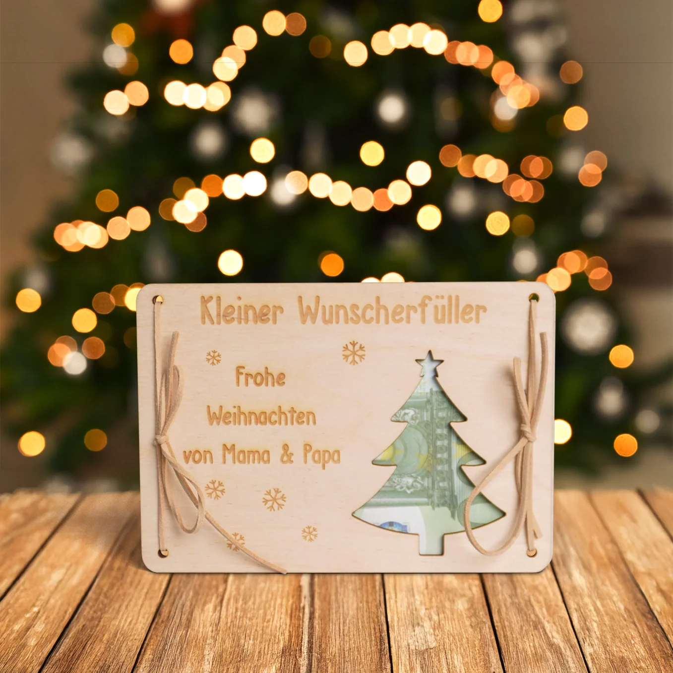 Carte en bois cadeau d'argent personnalisée « Wish Fulfiller »