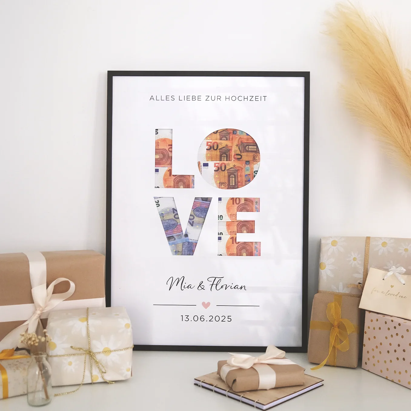 Cadeau d'argent de mariage personnalisé « Amour »