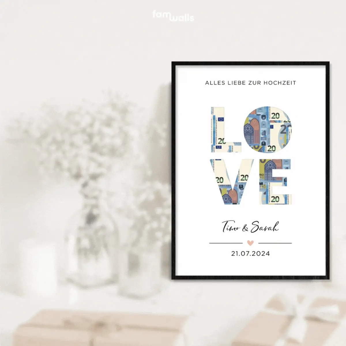 Cadeau d'argent de mariage personnalisé « Amour » - Image 2