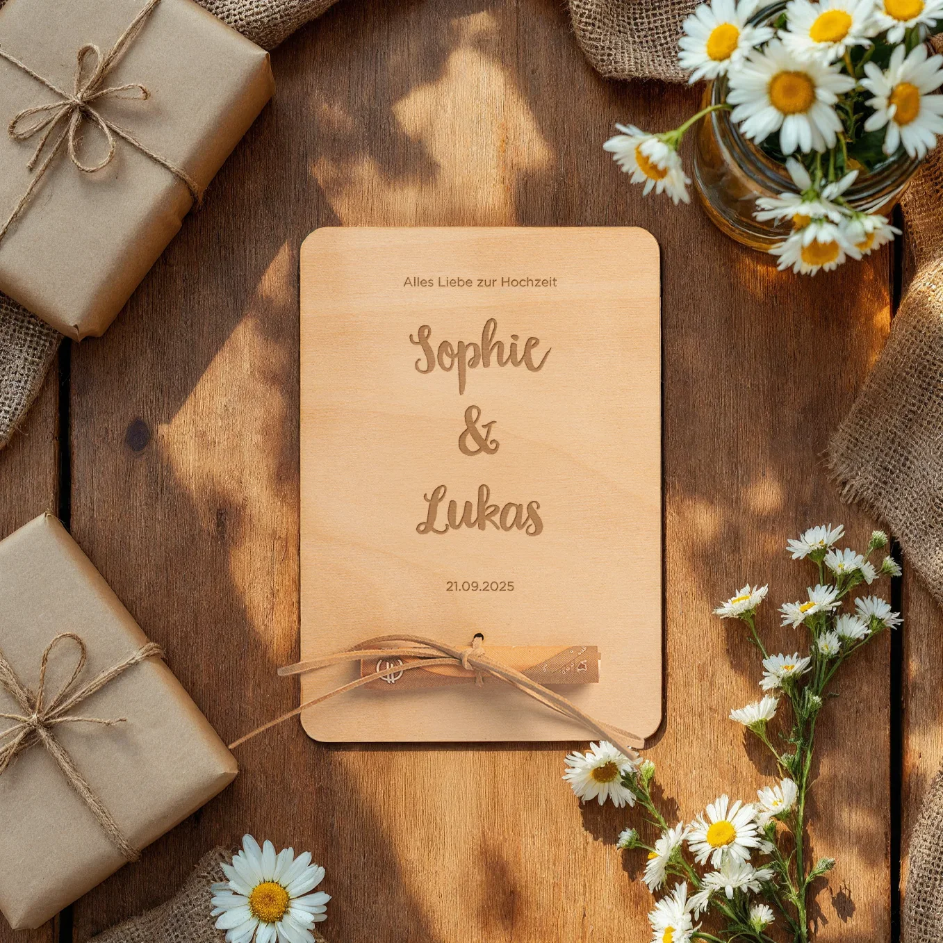 Personalisiertes Holzkarte "Hochzeit" als Geldgeschenk - Image 2