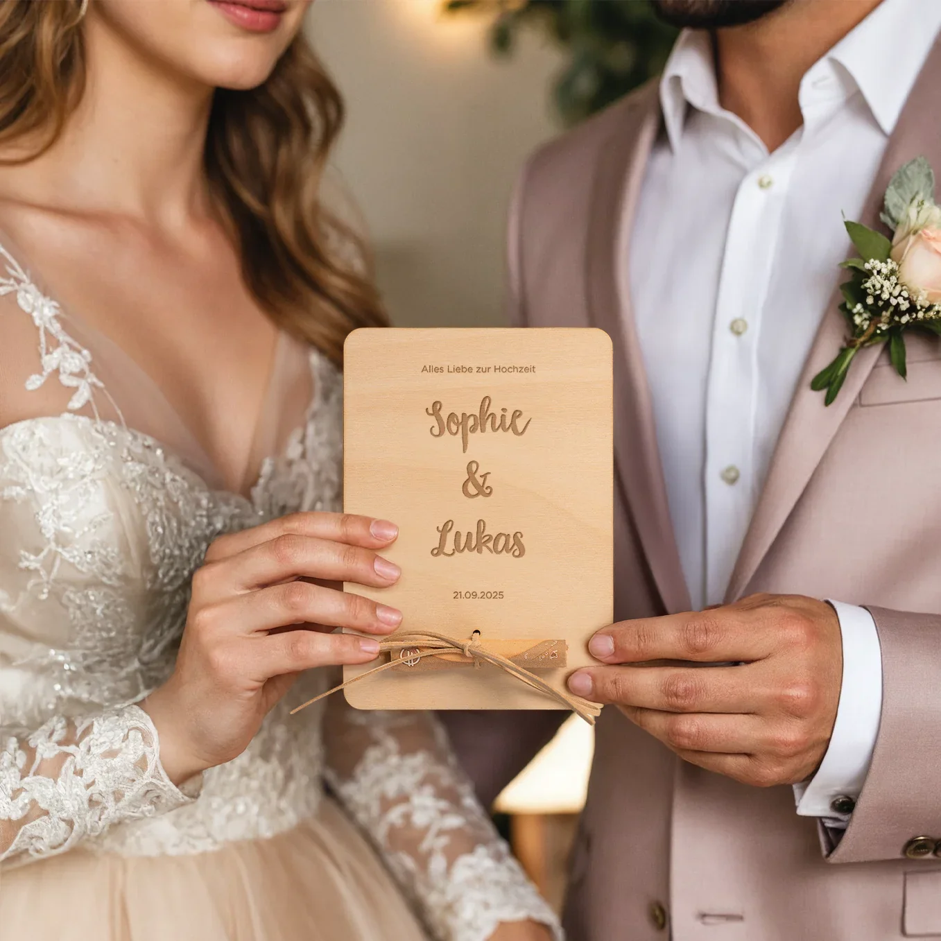 Personalisiertes Holzkarte "Hochzeit" als Geldgeschenk - Image 4