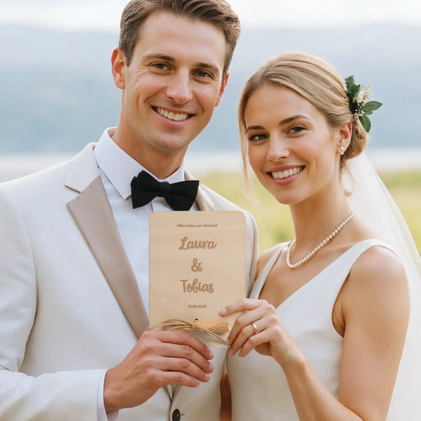 Personalisiertes Holzkarte "Hochzeit" als Geldgeschenk - Image 5