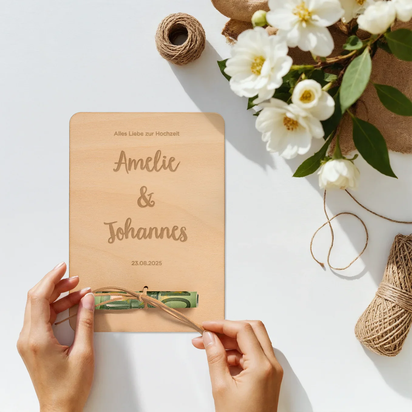 Personalisiertes Holzkarte "Hochzeit" als Geldgeschenk - Image 7