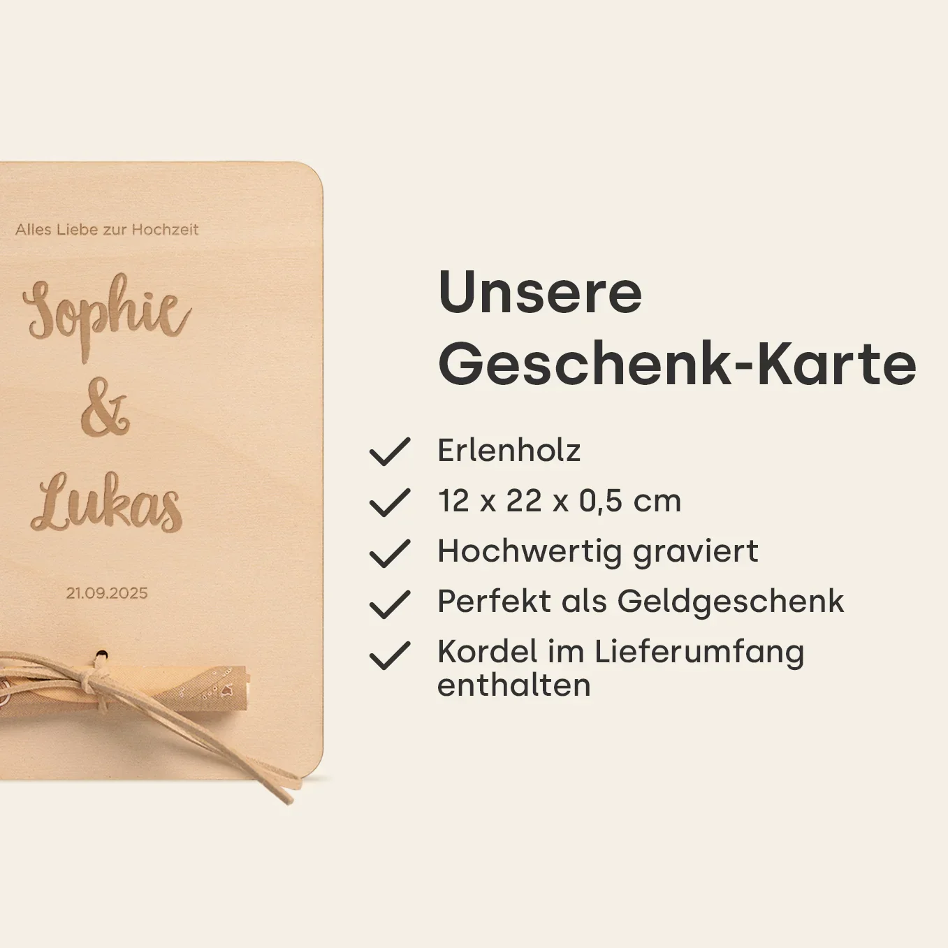 Personalisiertes Holzkarte "Hochzeit" als Geldgeschenk - Image 8