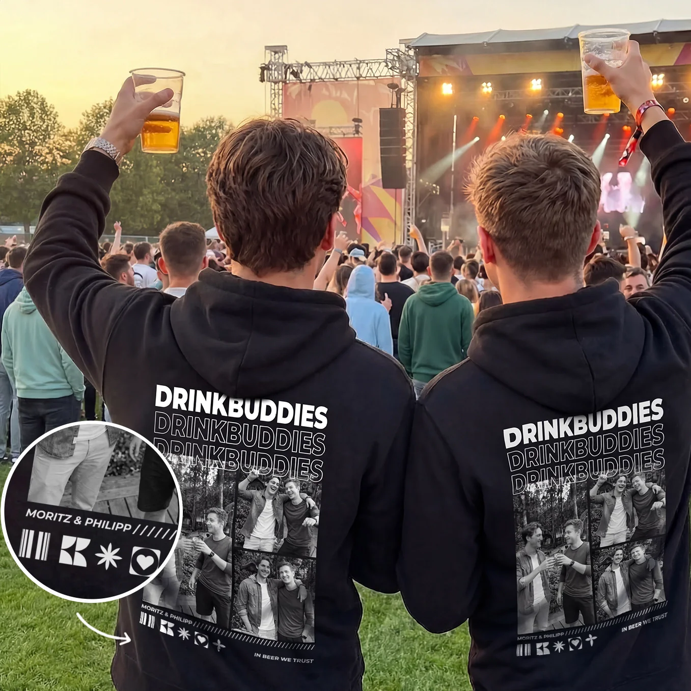 Personalisiertes Hoodie "Drinkbuddies"