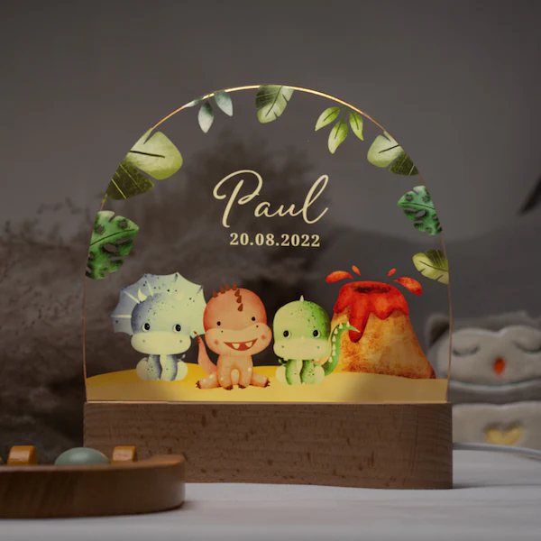 Veilleuse personnalisée pour enfants "Dinosaures"
