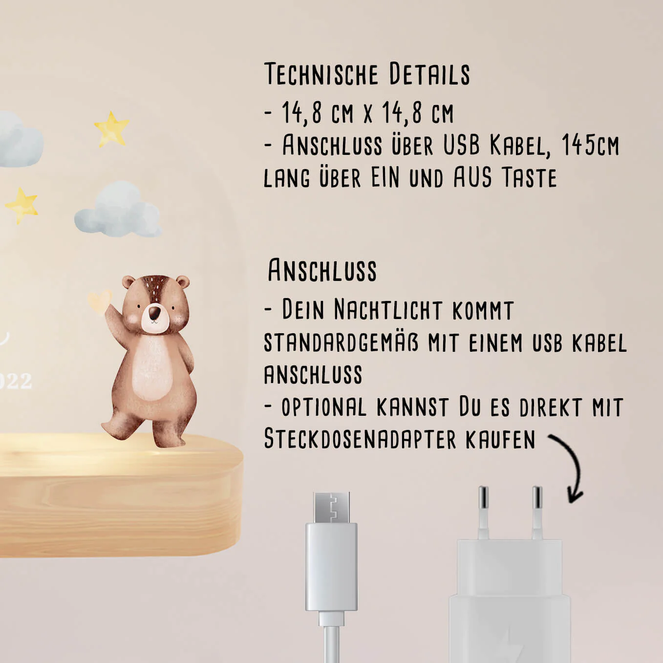 Veilleuse personnalisée pour enfants "Etoiles" - Image 4