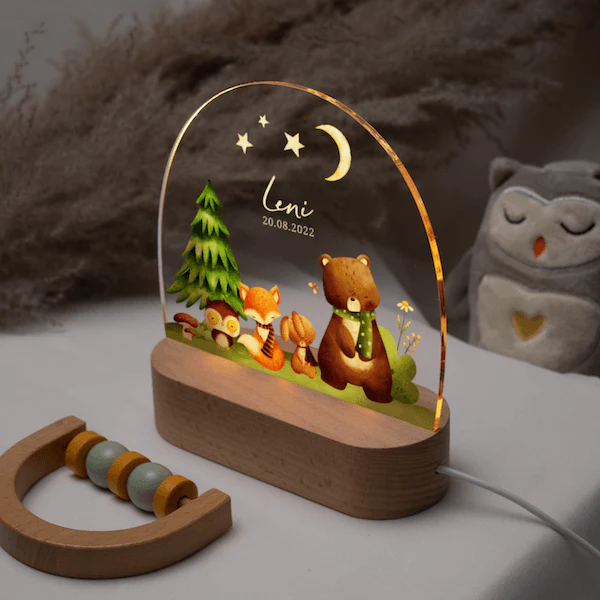 Veilleuse personnalisée pour enfant "Animaux de la forêt" - Image 2