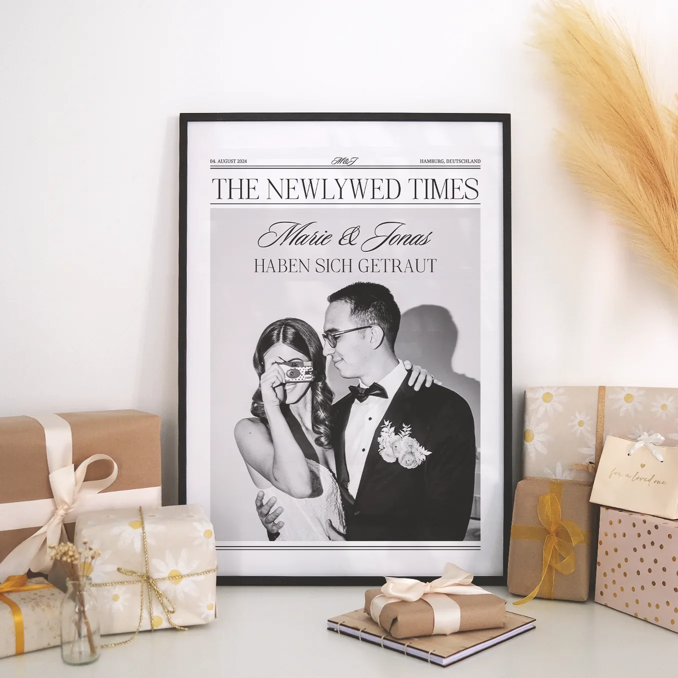 Affiche personnalisée "Article de journal de mariage"