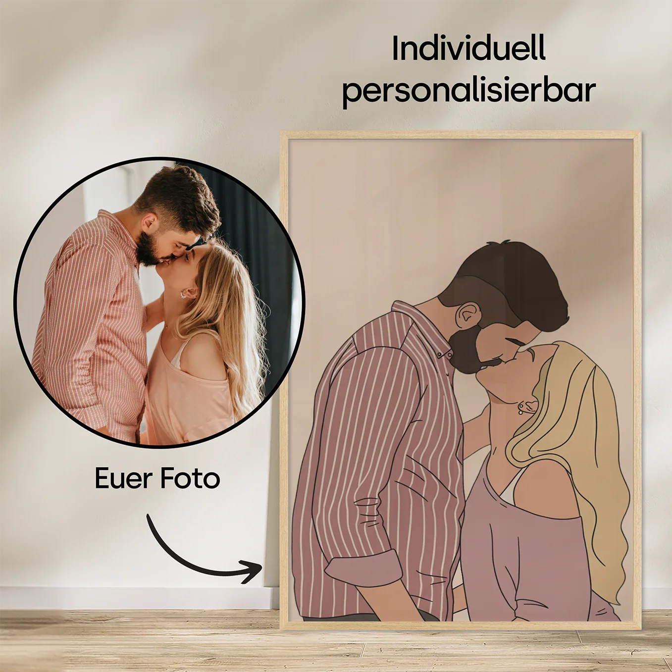 Personalisiertes Poster "Pärchen-Zeichnung"