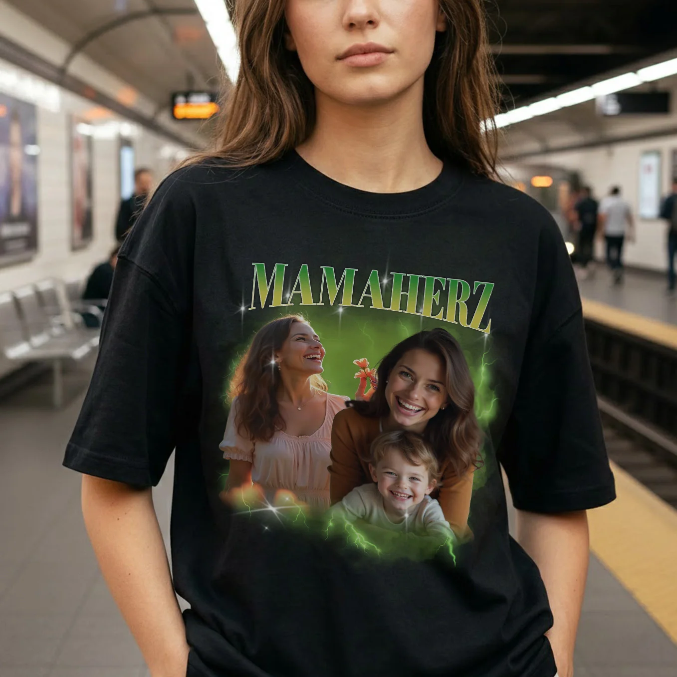 Personalisiertes Oversized T-Shirt Vintage Bootleg "Mama" - Image 4