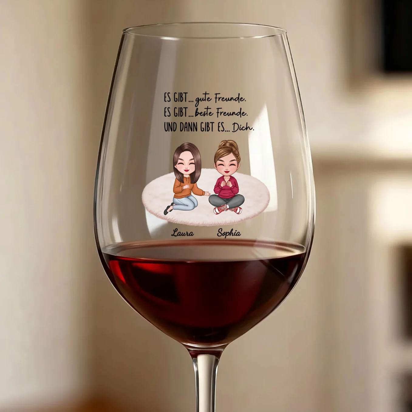 Personalisiertes Weinglas "Besties"