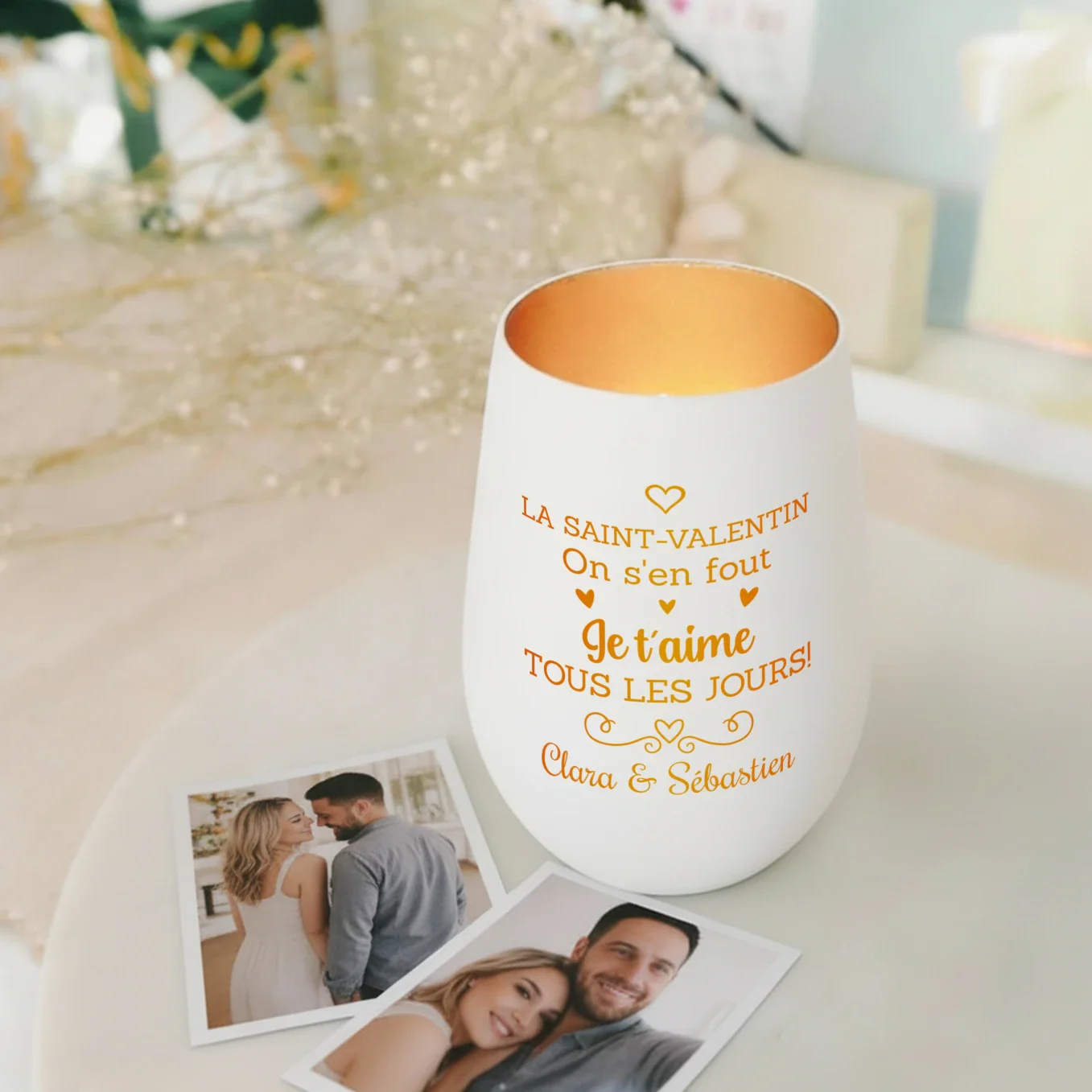 Photophore personnalisé blanc "Saint-Valentin" - Image 15