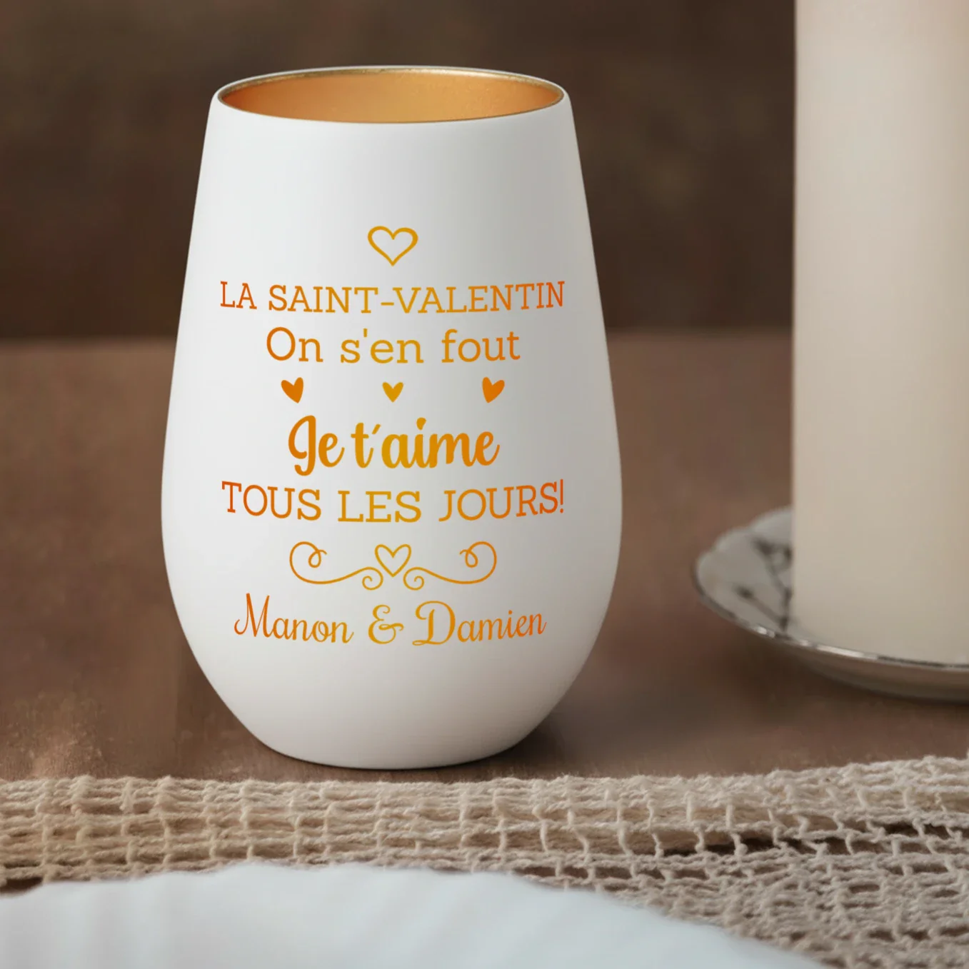 Photophore personnalisé blanc "Saint-Valentin" - Image 17