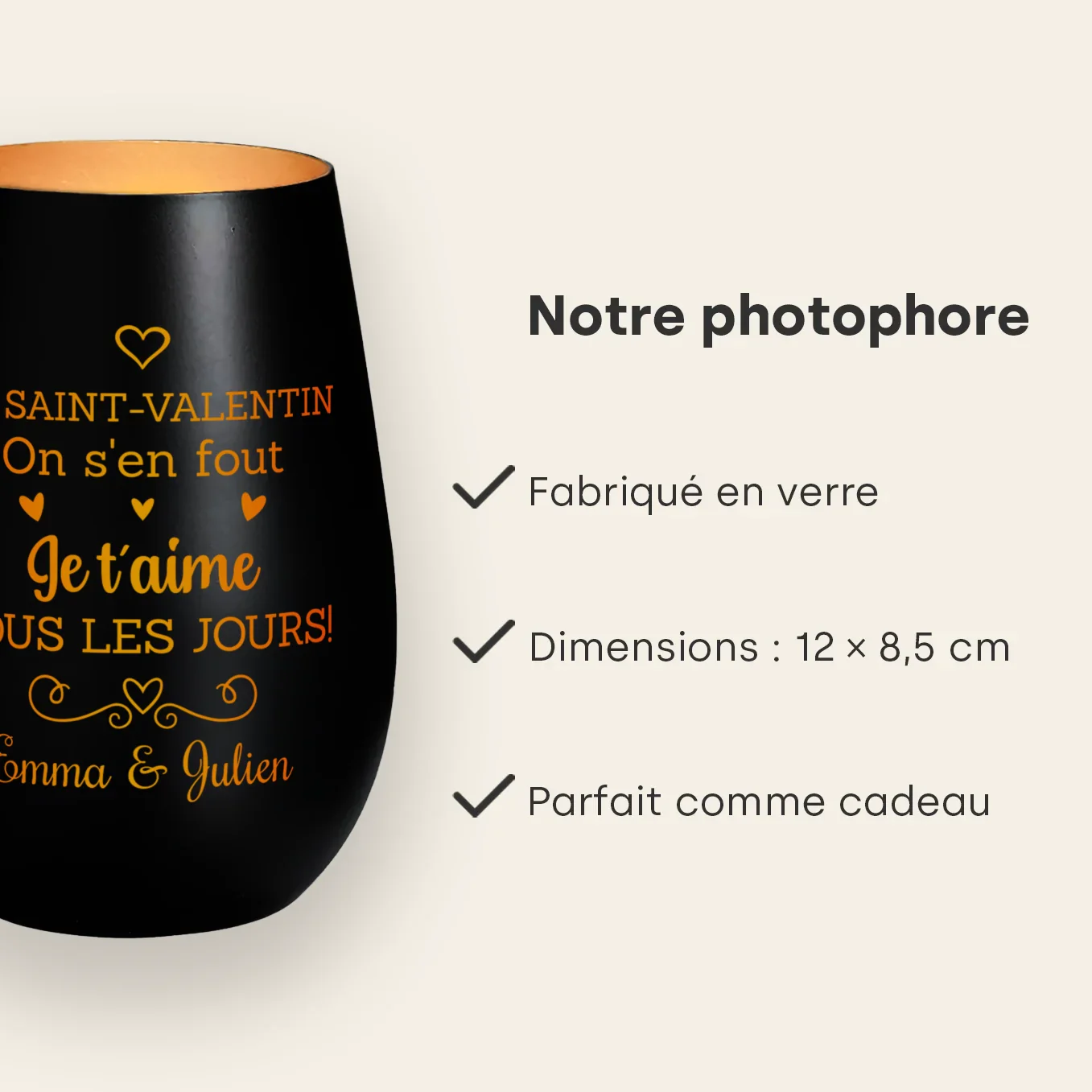 Photophore personnalisé Saint-Valentin – Je t'aime tous les jours - Image 20