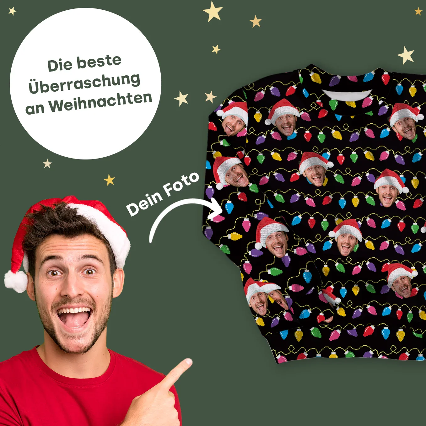 Pull de Noël moche personnalisé « Votre photo »