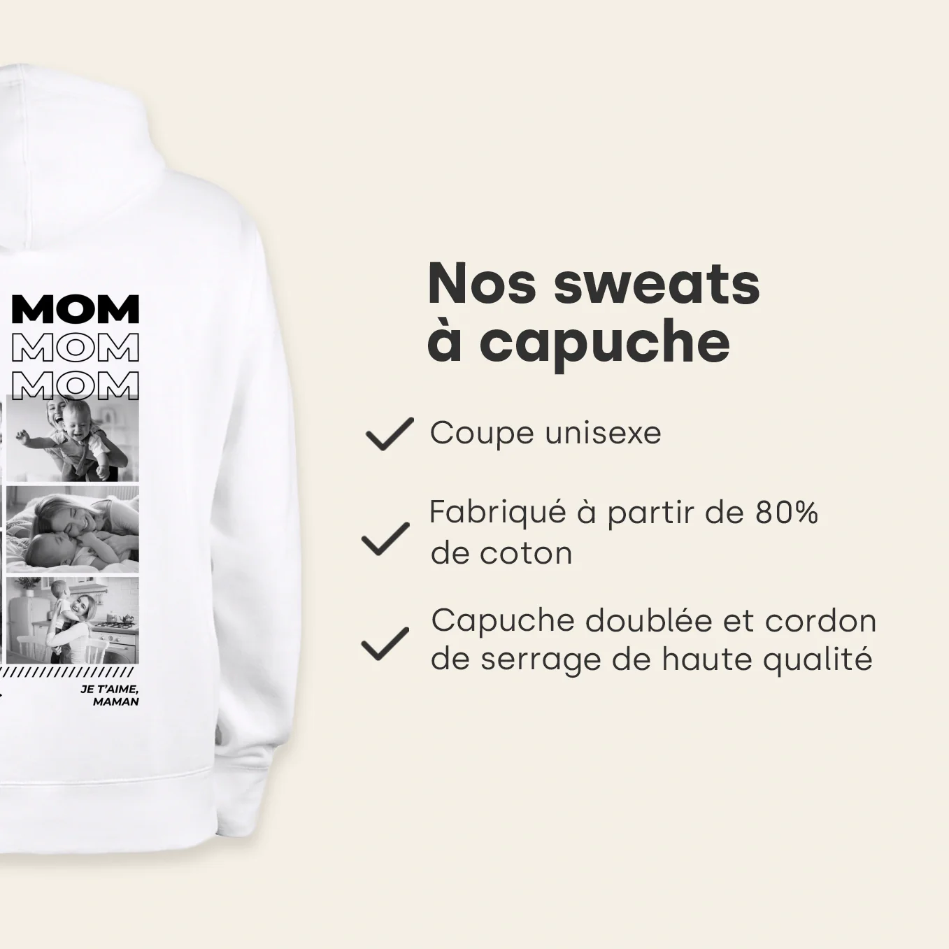 Sweat à capuche personnalisé avec photos « Maman » - Image 18