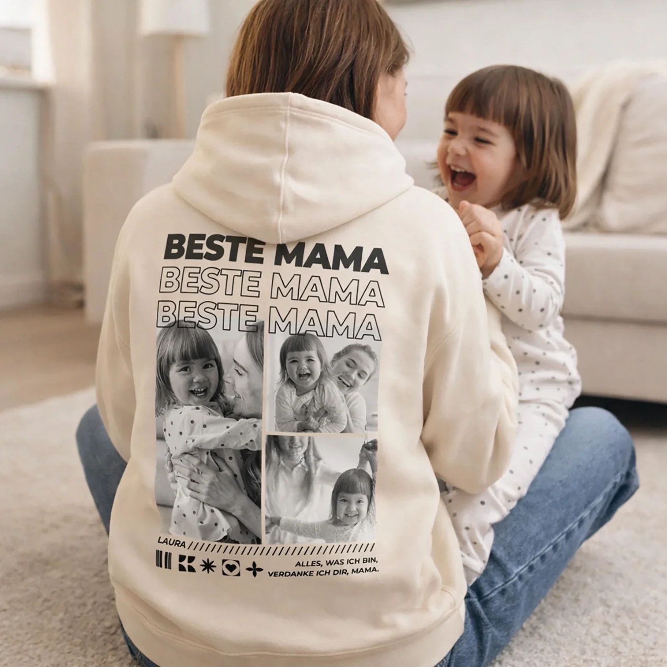 Sweat à capuche personnalisé avec photos « Maman » - Image 3
