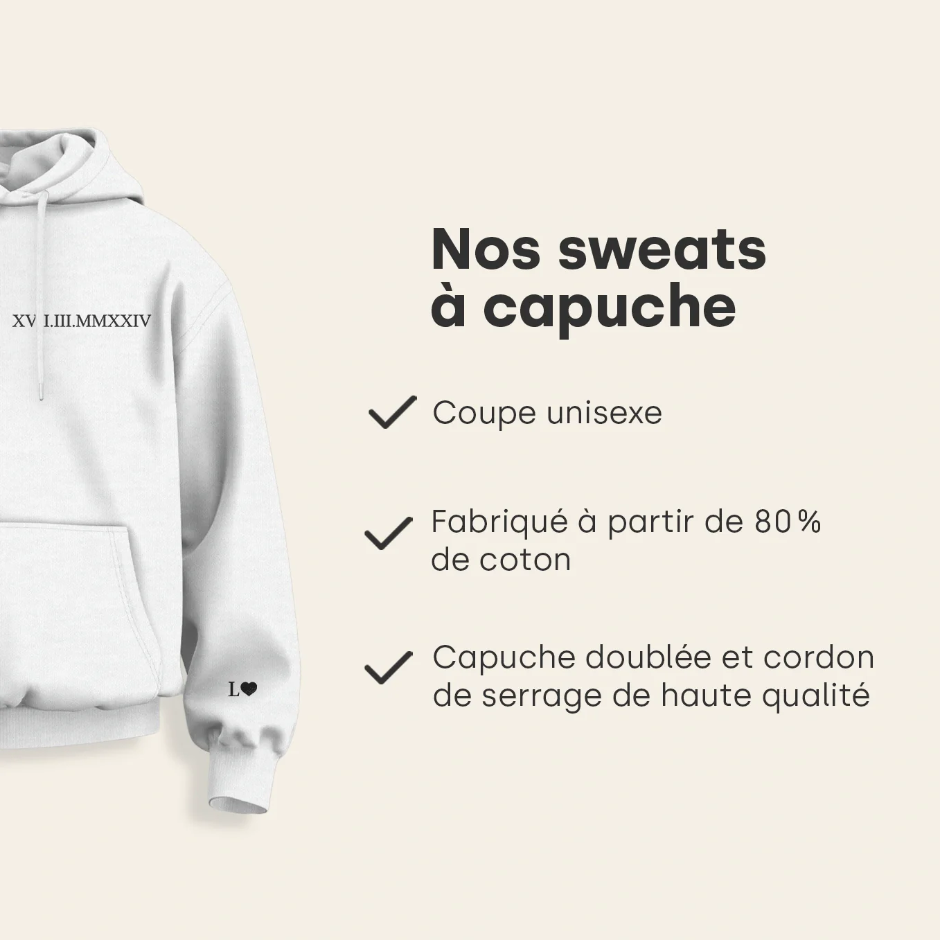 Sweat à capuche personnalisé « Date romaine » - Image 21