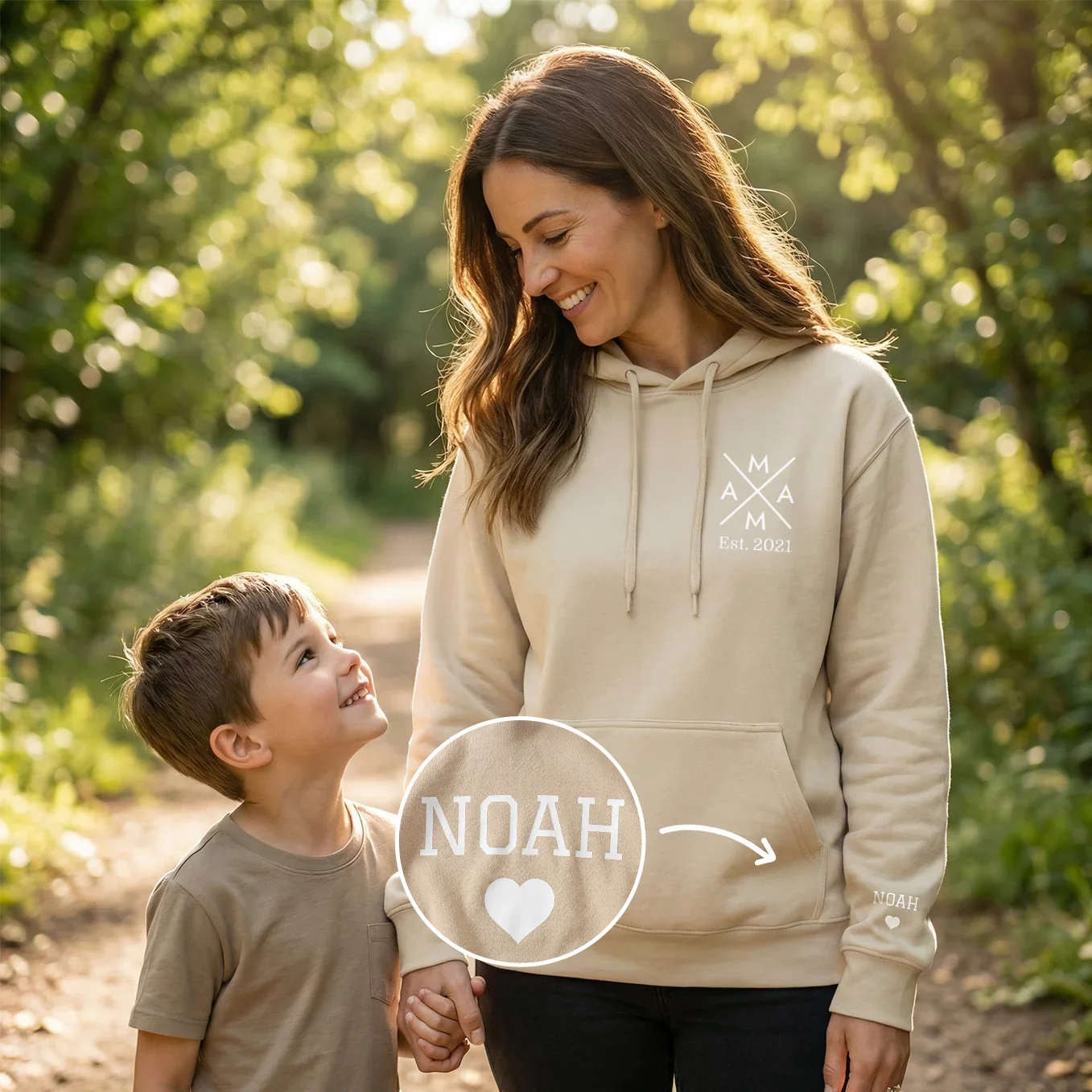 Sweat à Capuche Personnalisé "Mama Cross" avec Impression sur Manches
