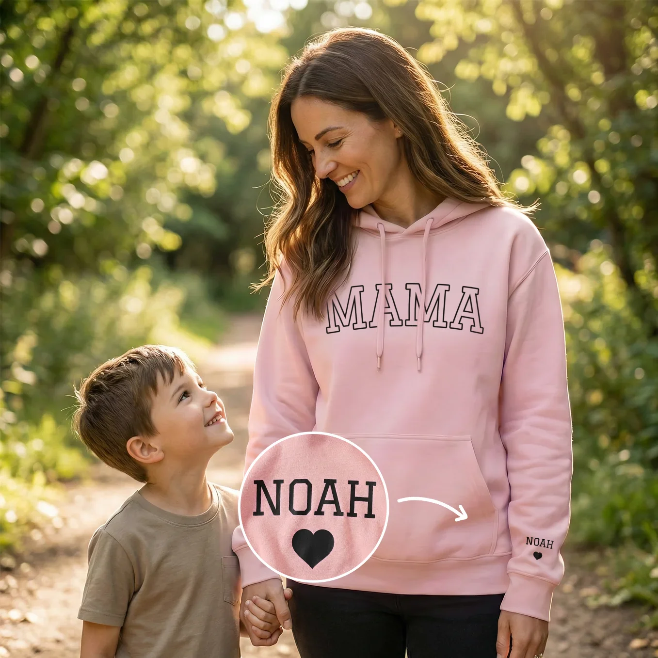 Sweat à Capuche Personnalisé "MAMAN" avec Impression sur Manche