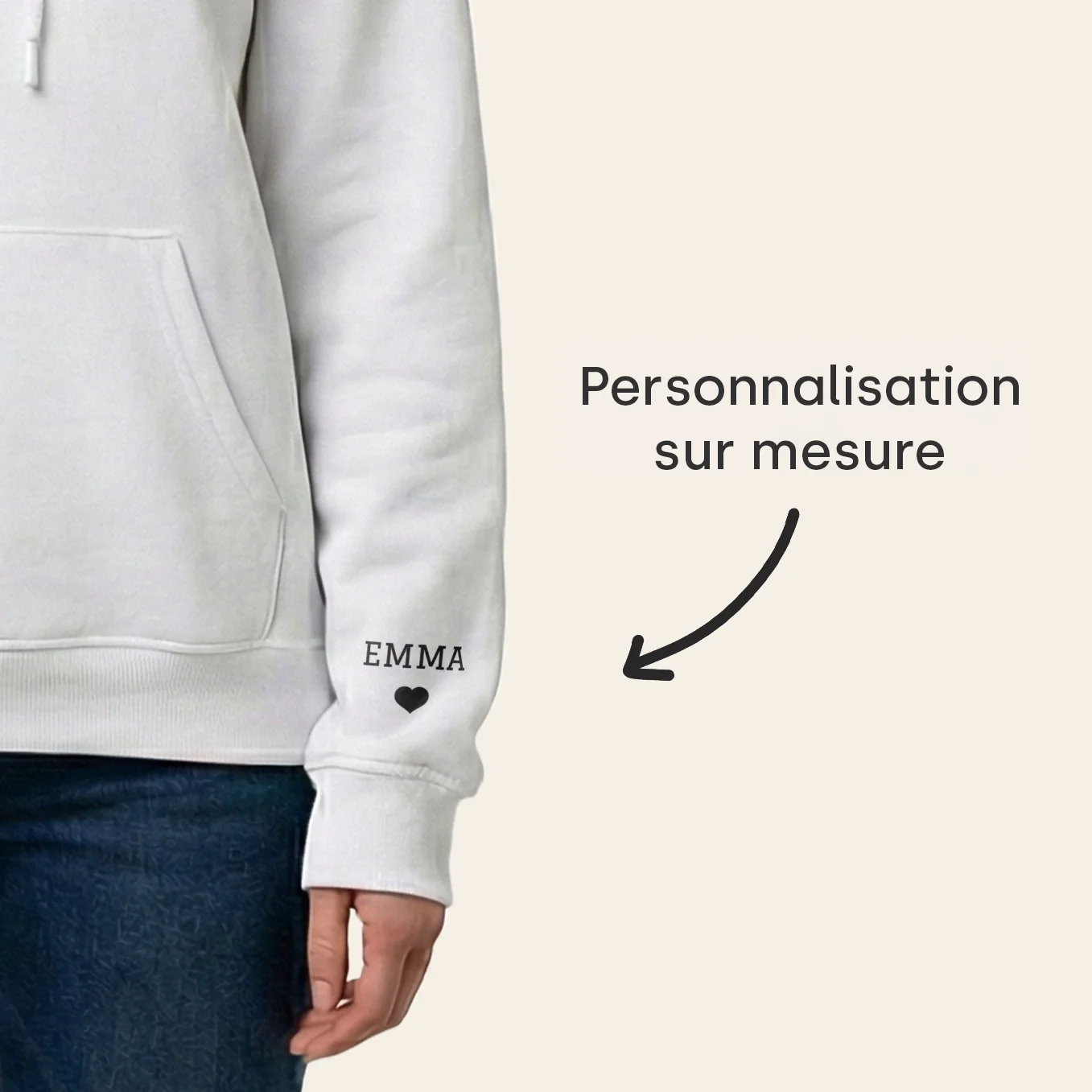 Sweat à Capuche Personnalisé "MAMAN" avec Impression sur Manche - Image 14