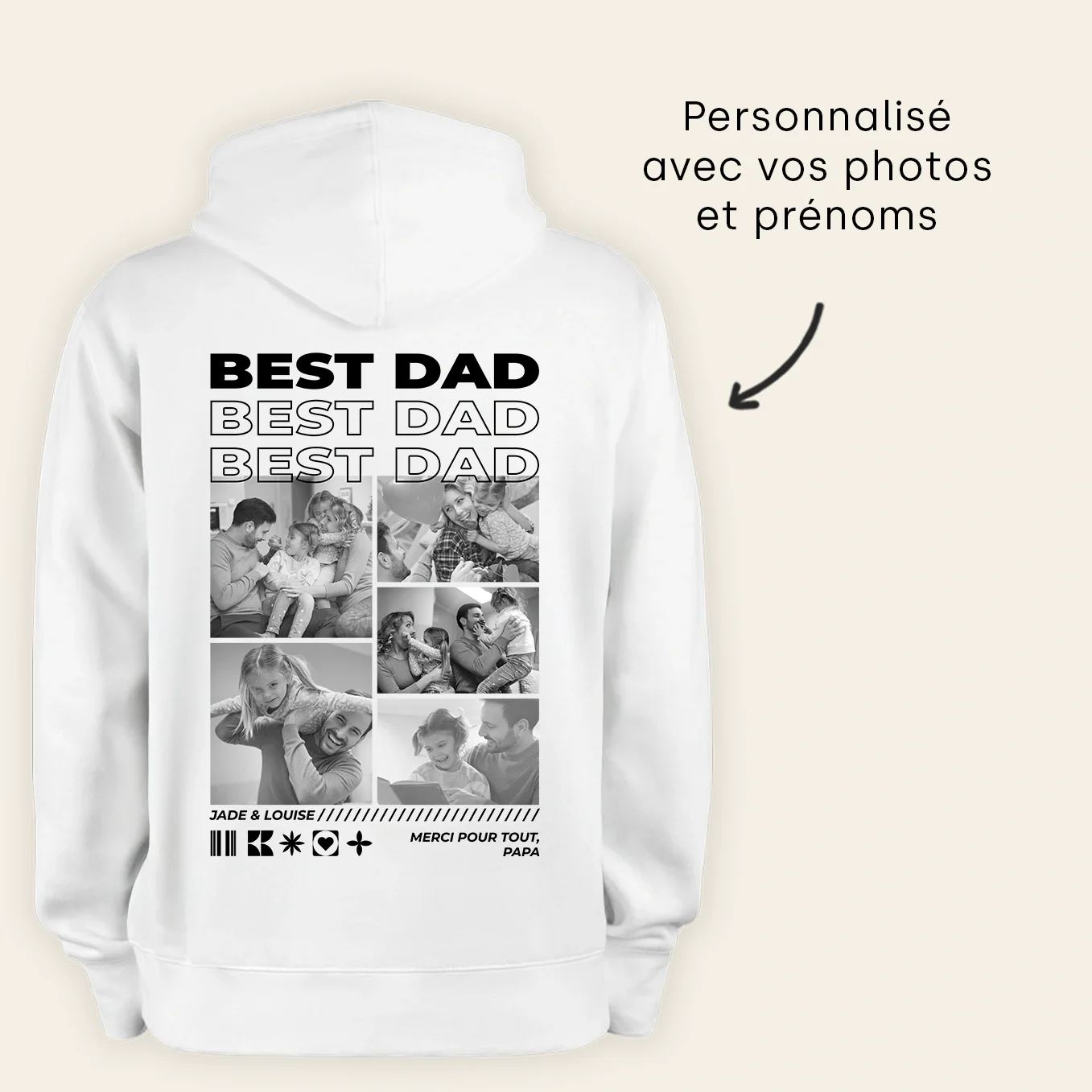 Sweat à Capuche Personnalisé « Papa » avec Photos - Image 19