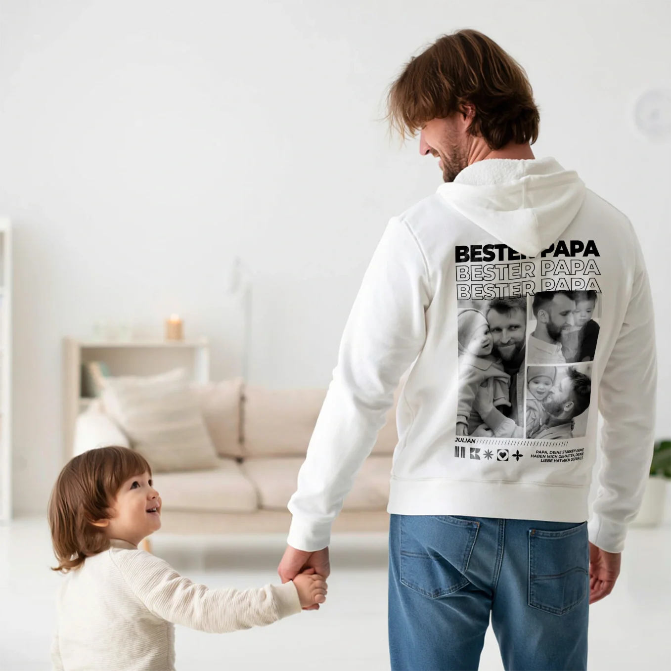 Sweat à Capuche Personnalisé « Papa » avec Photos - Image 2