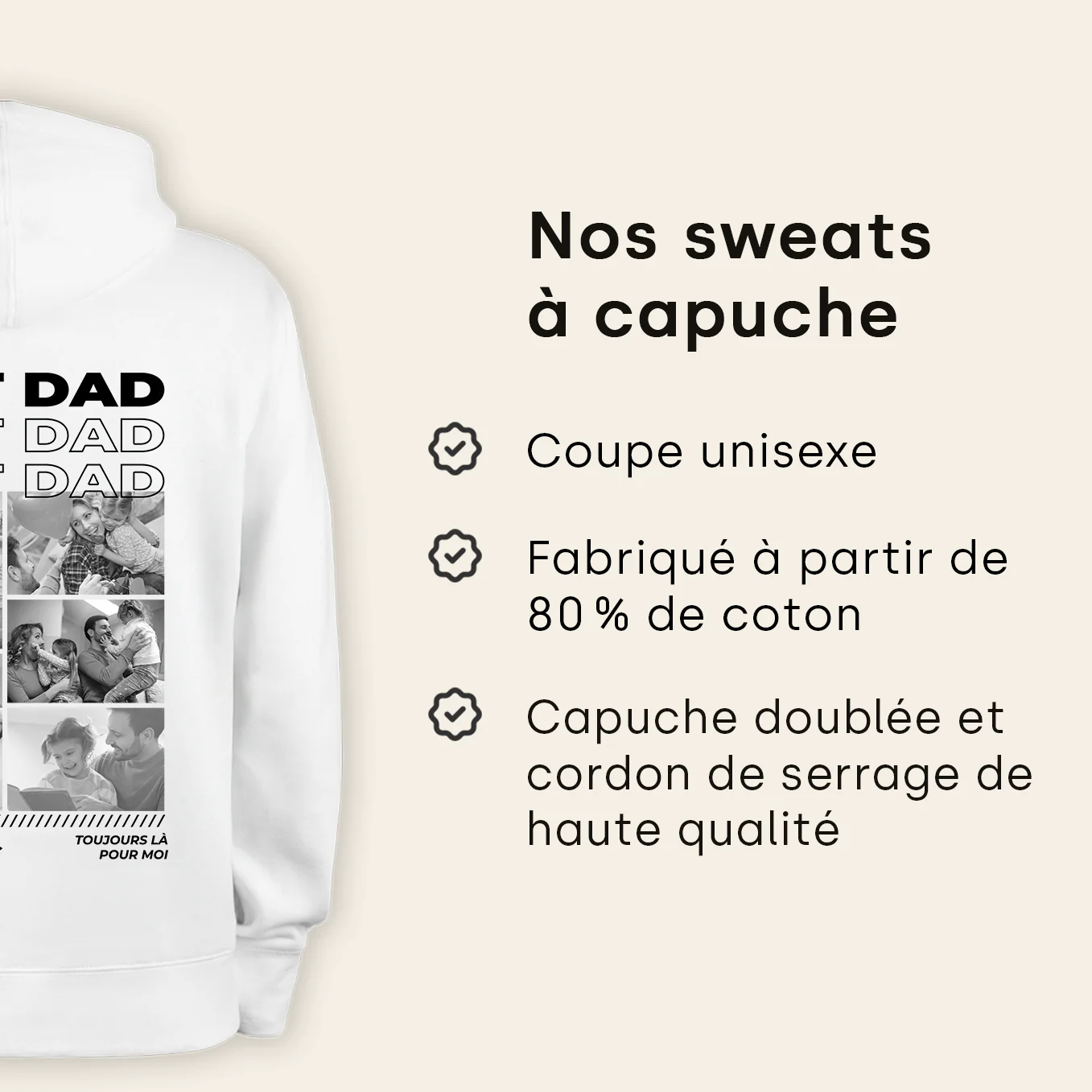 Sweat à Capuche Personnalisé « Papa » avec Photos - Image 20