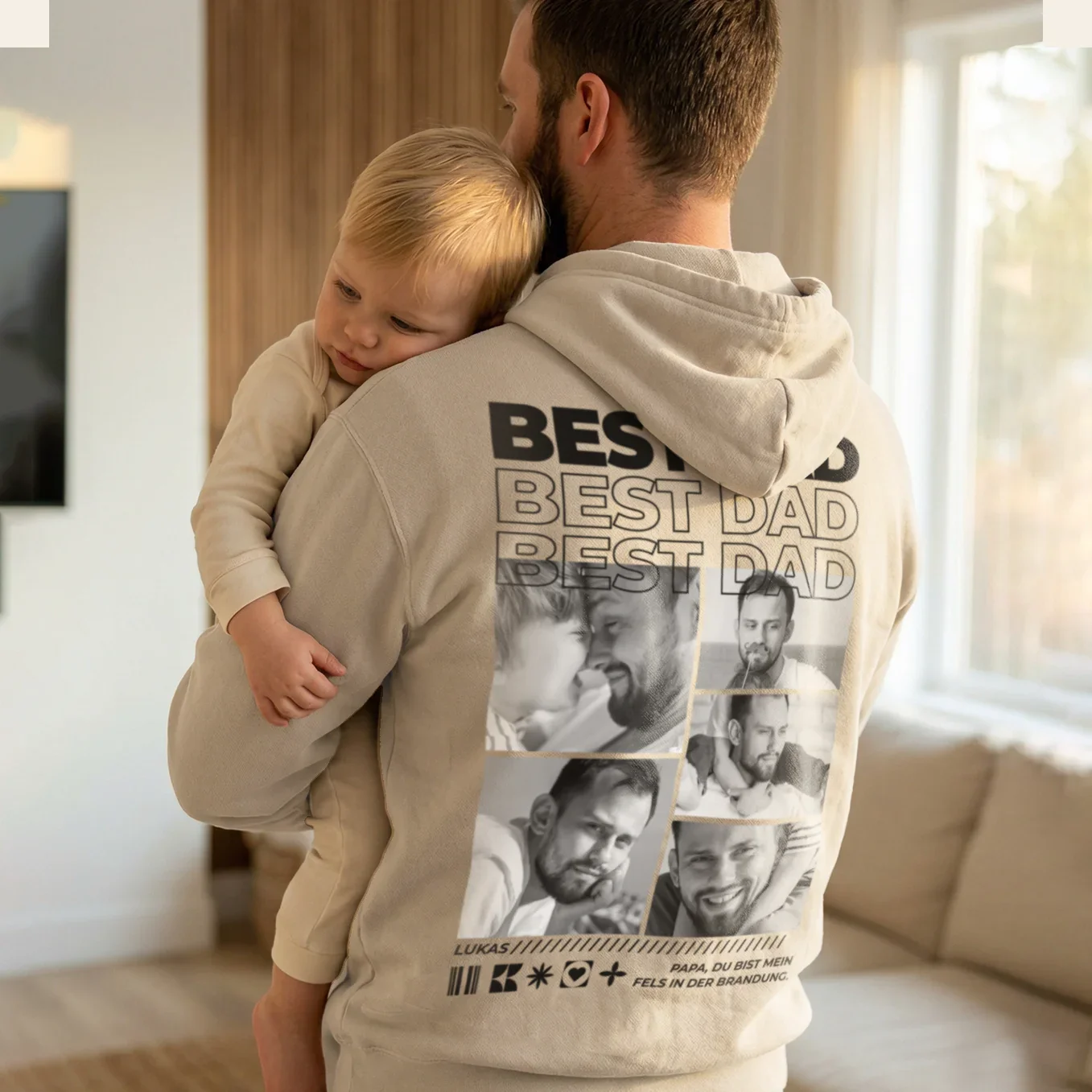 Sweat à Capuche Personnalisé « Papa » avec Photos - Image 3