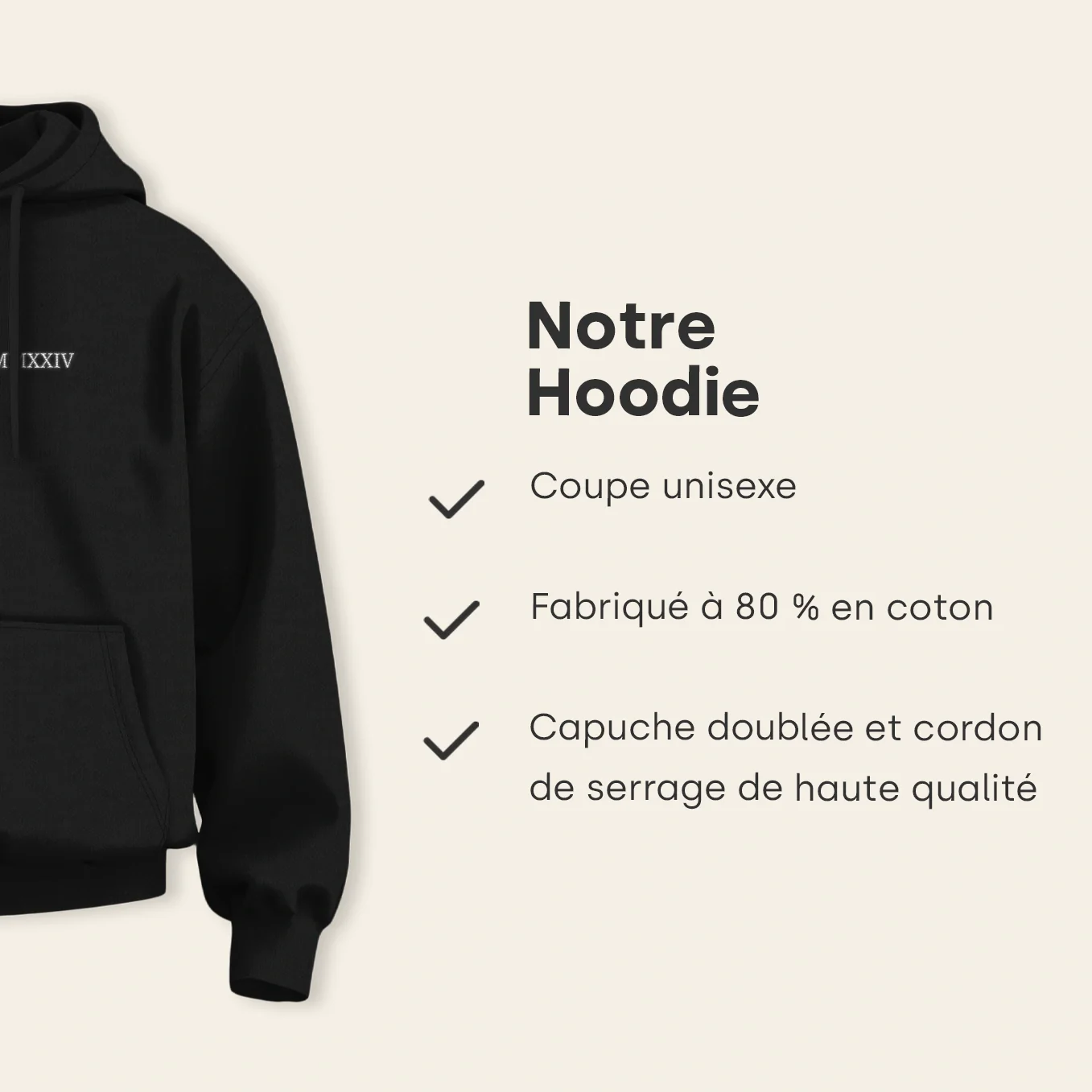 Sweat à capuche personnalisé brodé « Date romaine » - Image 17