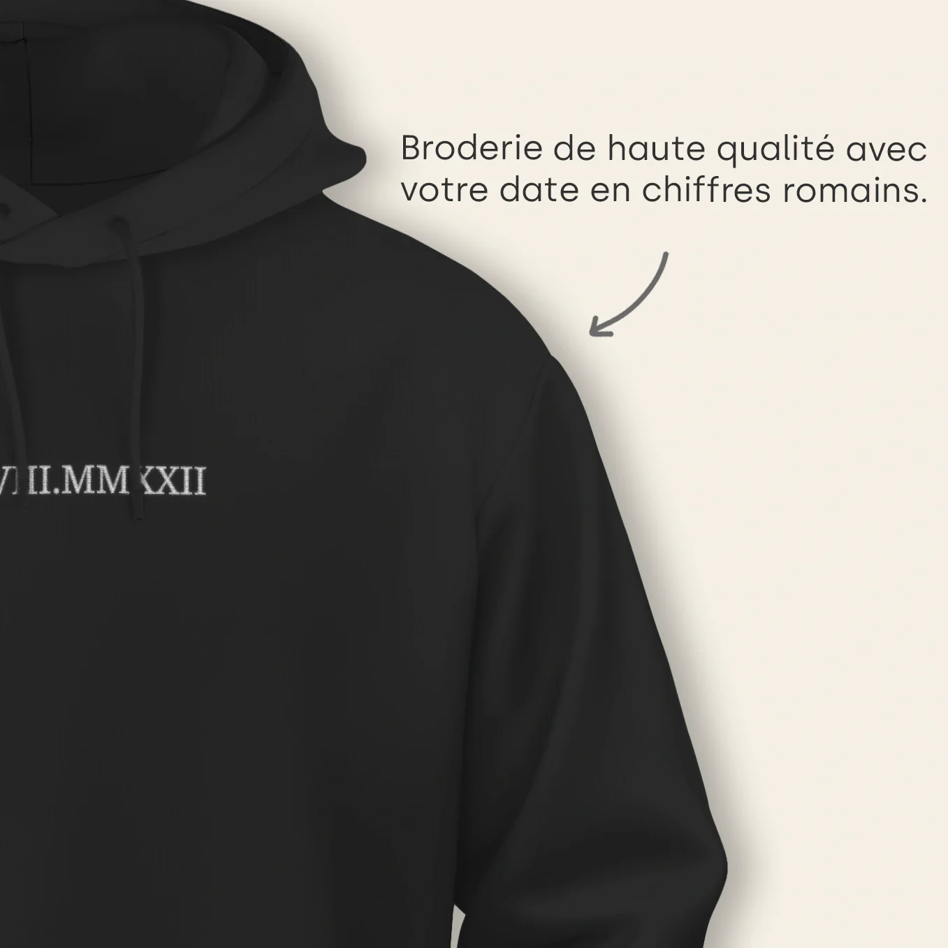 Sweat à capuche personnalisé brodé « Date romaine » - Image 18