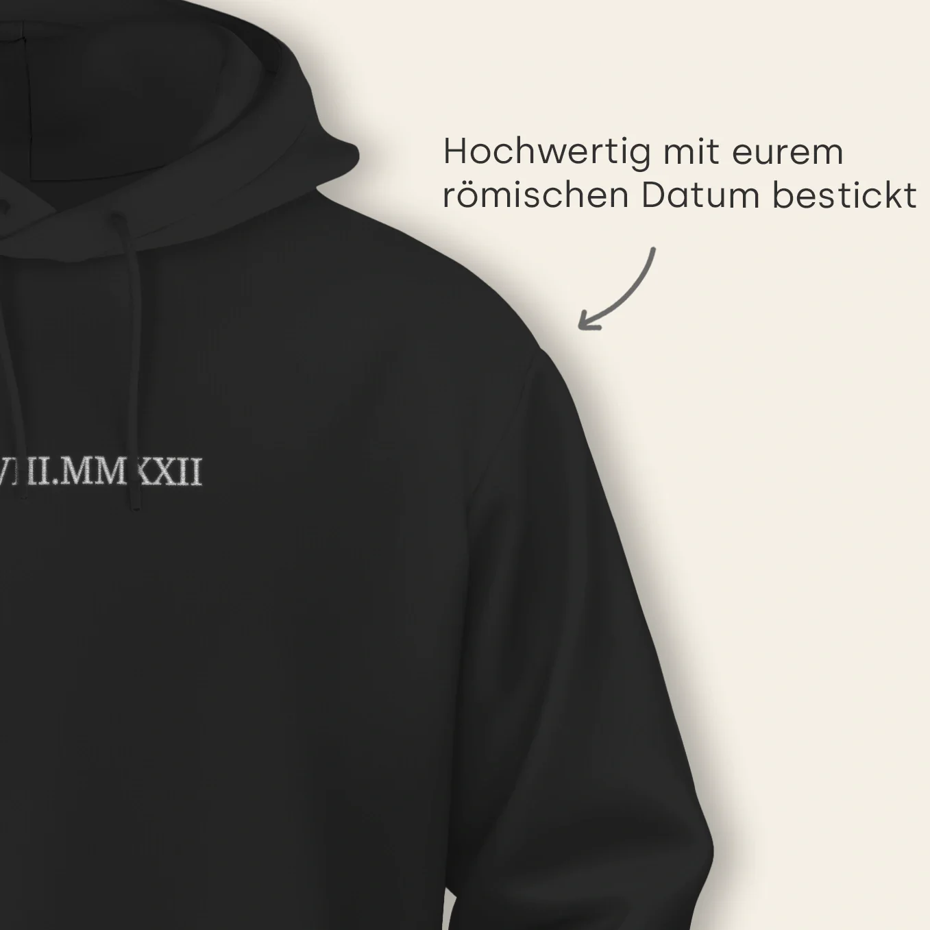 Sweat à capuche personnalisé brodé « Date romaine » - Image 9