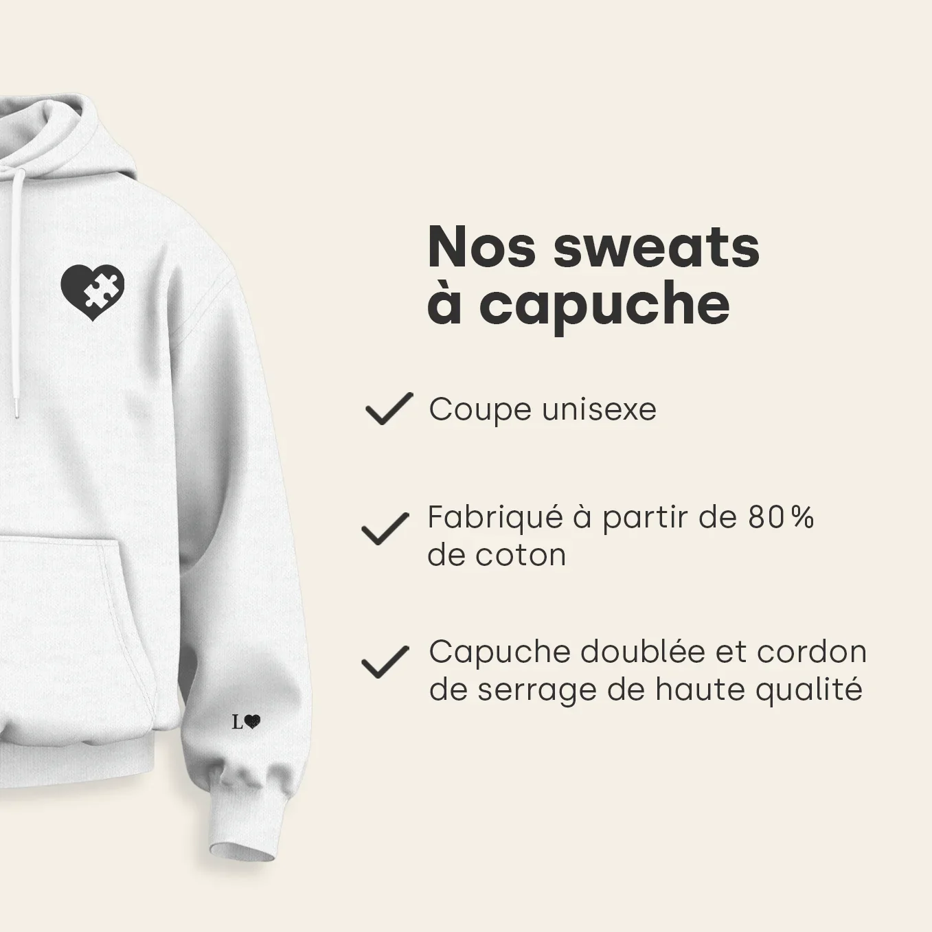 Sweats à Capuche Personnalisés « Pièce de Puzzle » - Image 23