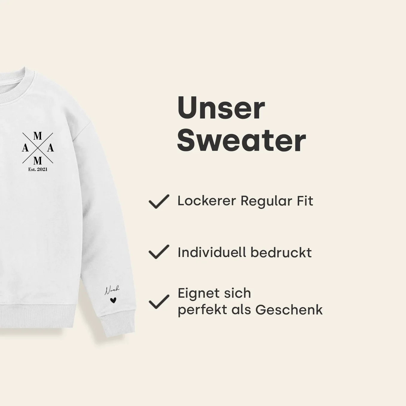 Sweat personnalisé "Mama Cross" avec impression manche - Image 10
