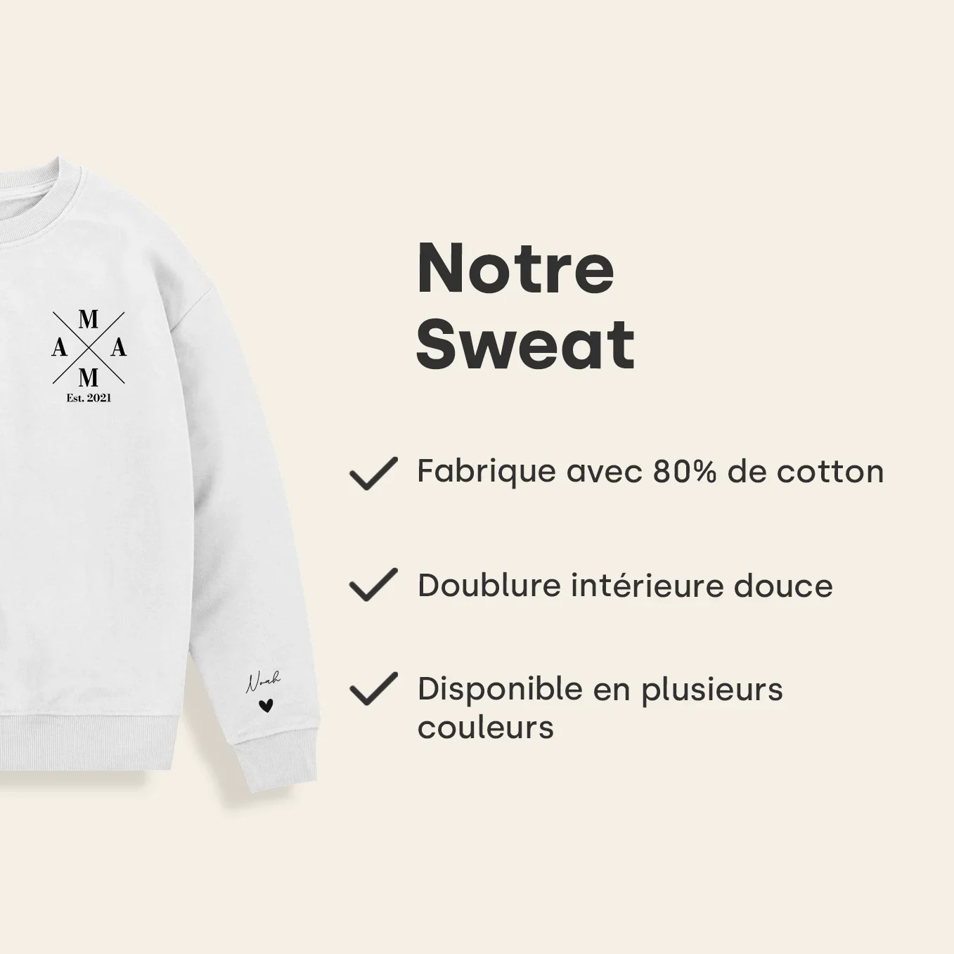 Sweat personnalisé "Mama Cross" avec impression manche - Image 20