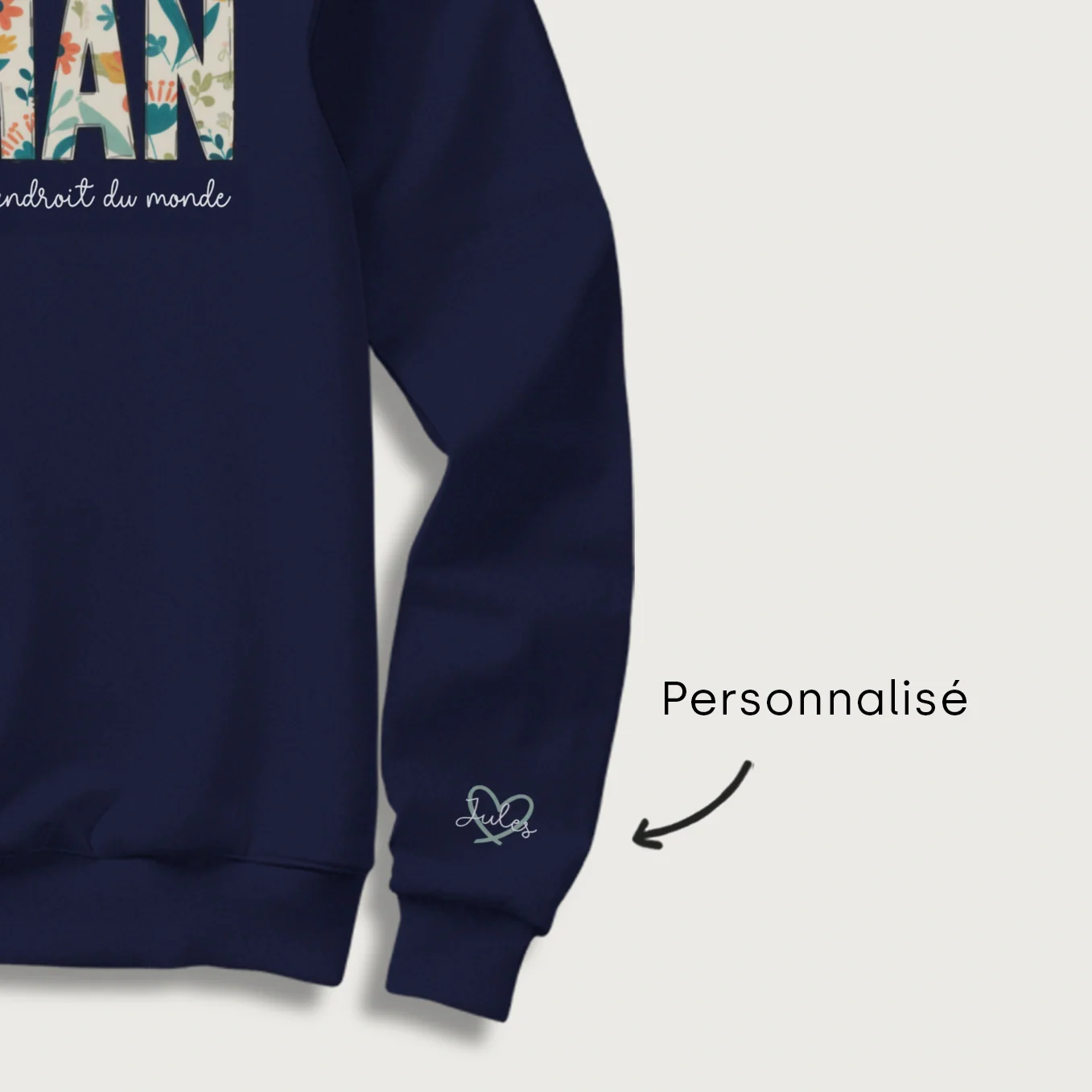 Sweat personnalisé « MAMAN » avec prénoms sur la manche - Image 7