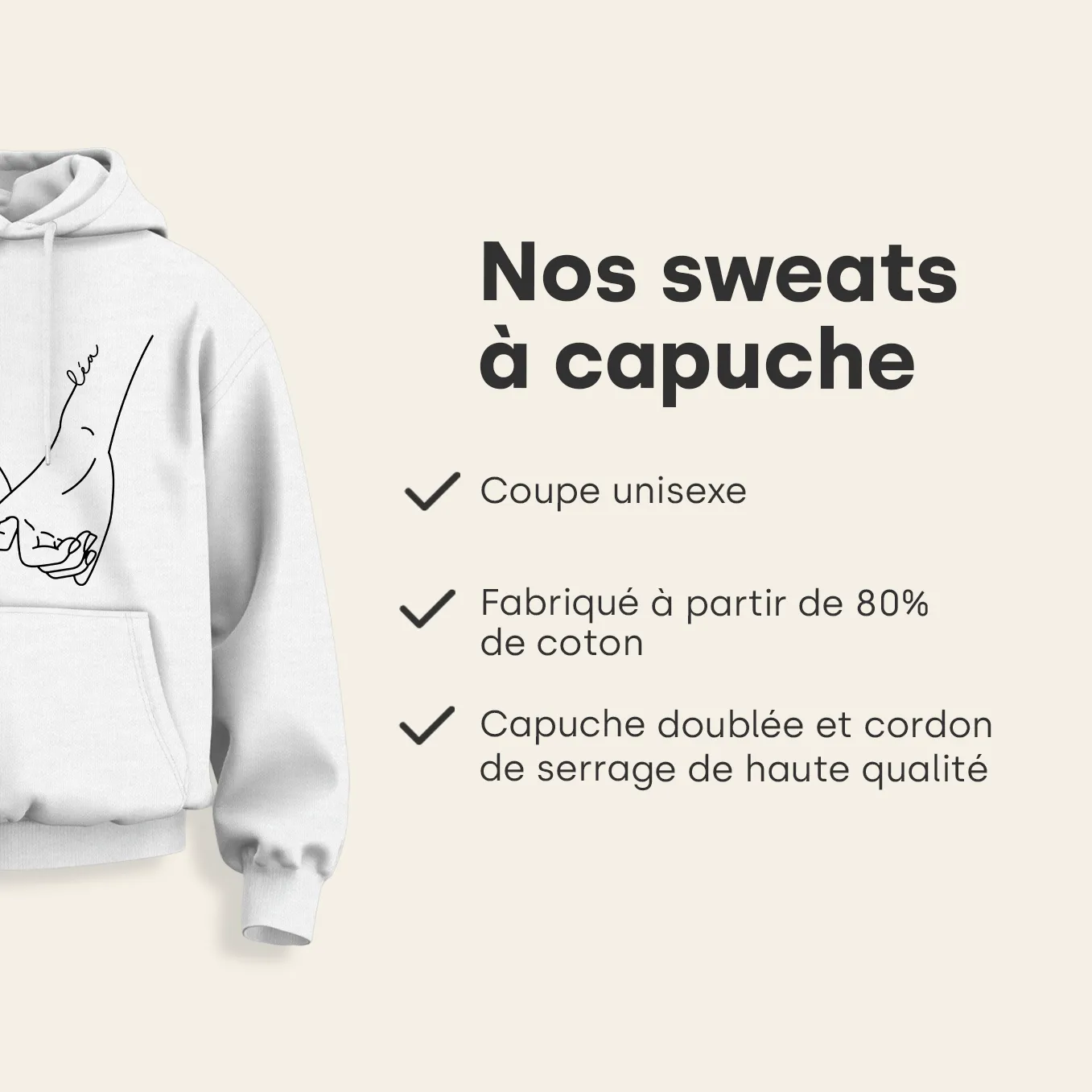 Sweats à capuche personnalisés pour couple « Main dans la main » - Image 14