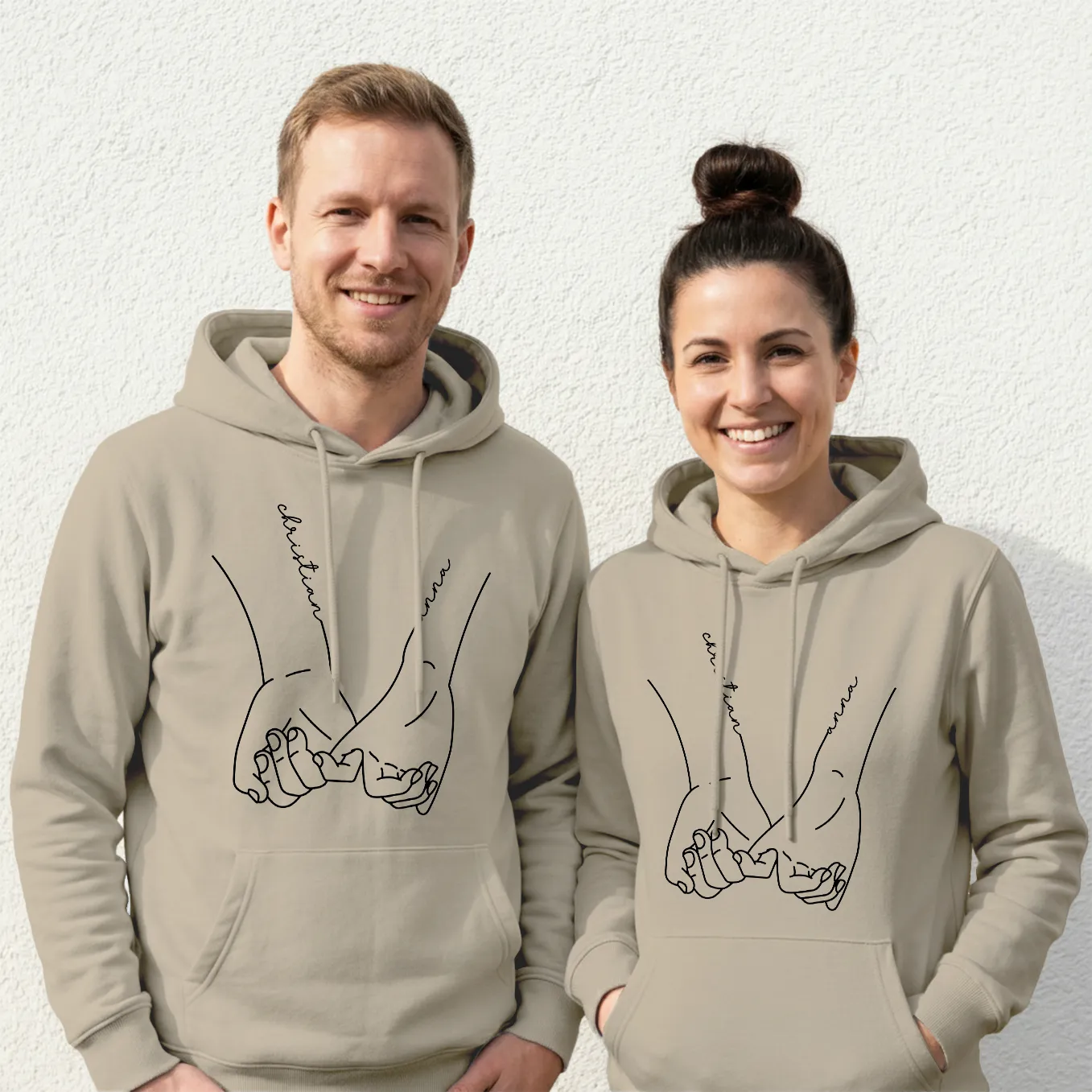 Sweats à capuche personnalisés pour couple « Main dans la main » - Image 2