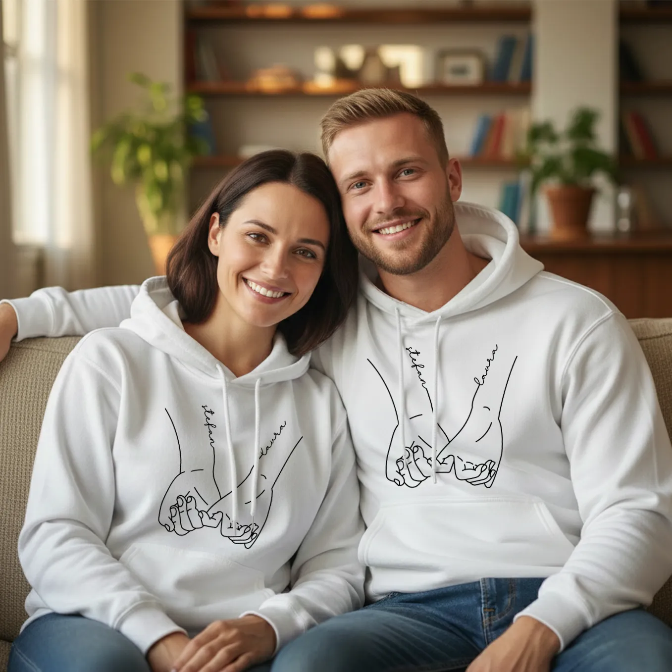 Sweats à capuche personnalisés pour couple « Main dans la main » - Image 3