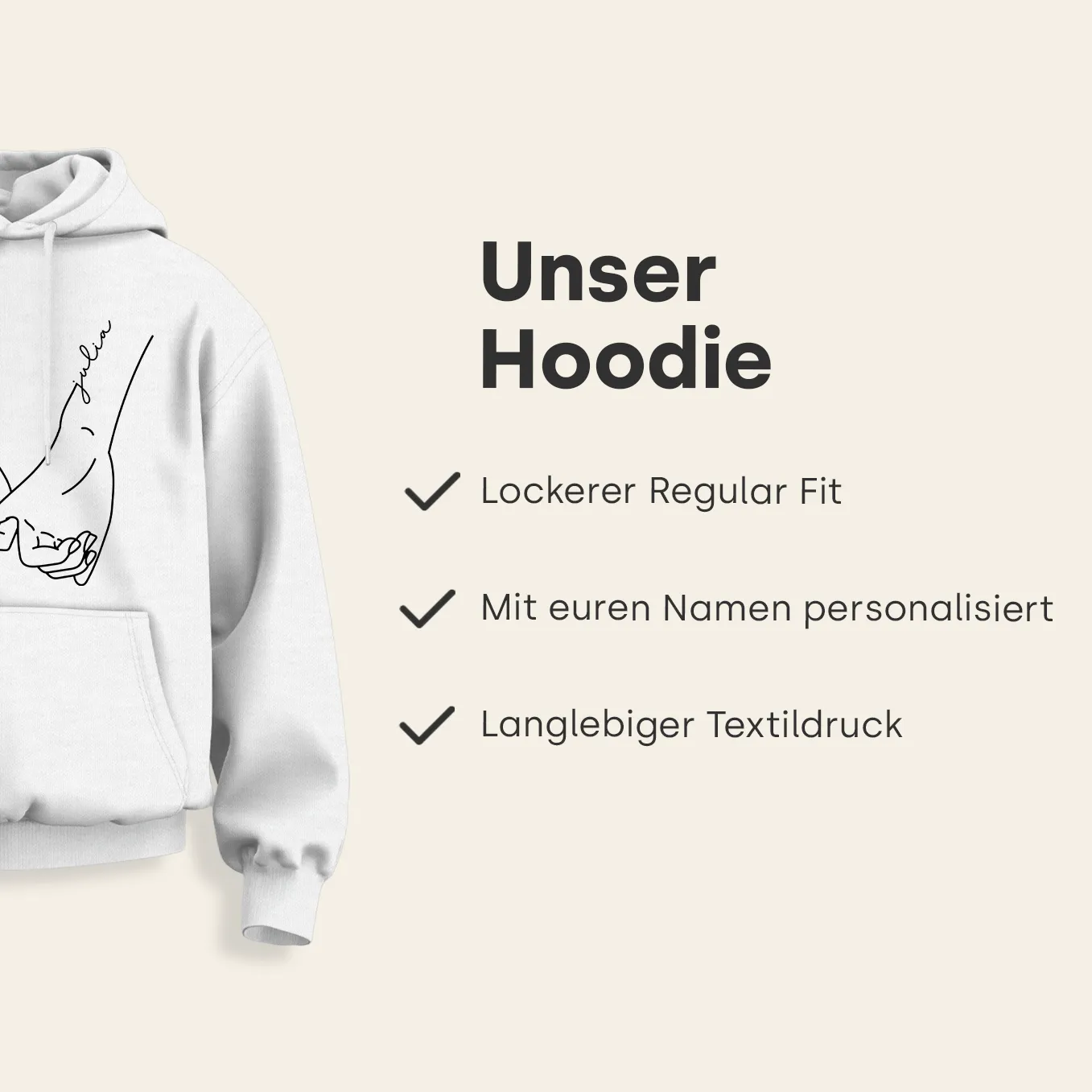 Sweats à capuche personnalisés pour couple « Main dans la main » - Image 7