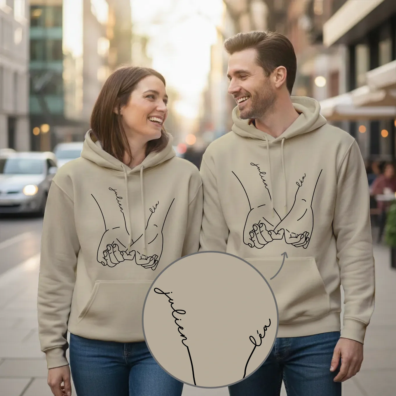 Sweats à capuche personnalisés pour couple « Main dans la main » - Image 8