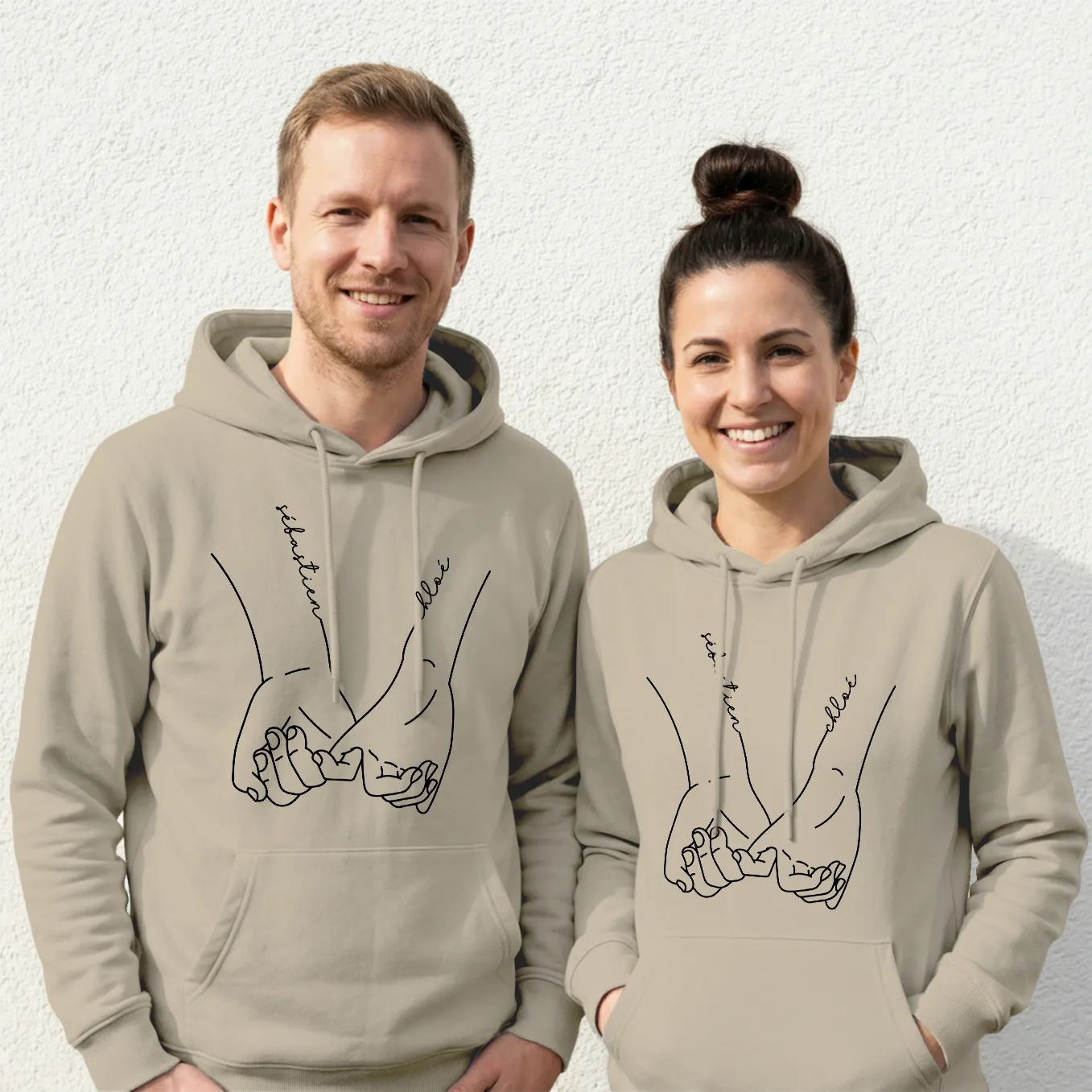 Sweats à capuche personnalisés pour couple « Main dans la main » - Image 9