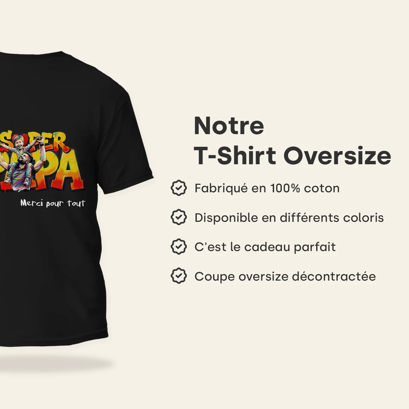 T-shirt Oversize Personnalisé "PAPA" - Image 15