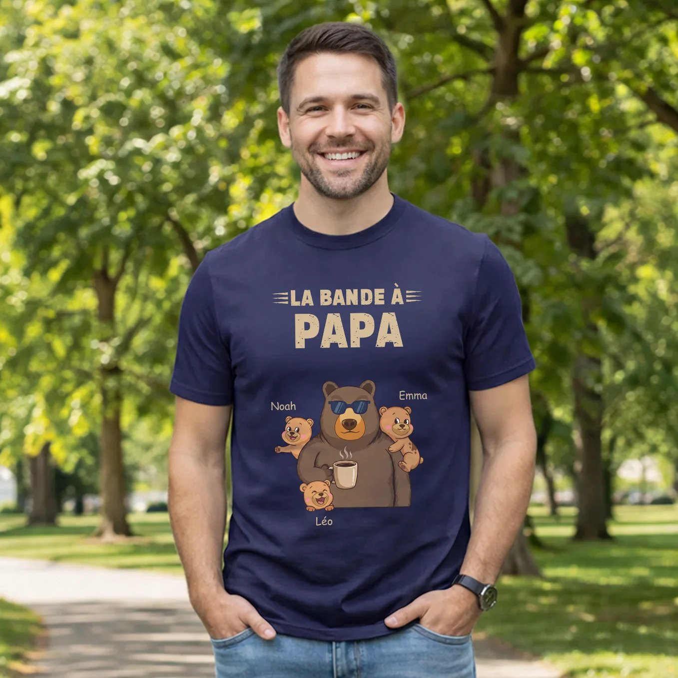 T-shirt Personnalisé “Ours” pour Papa avec Noms - Image 3