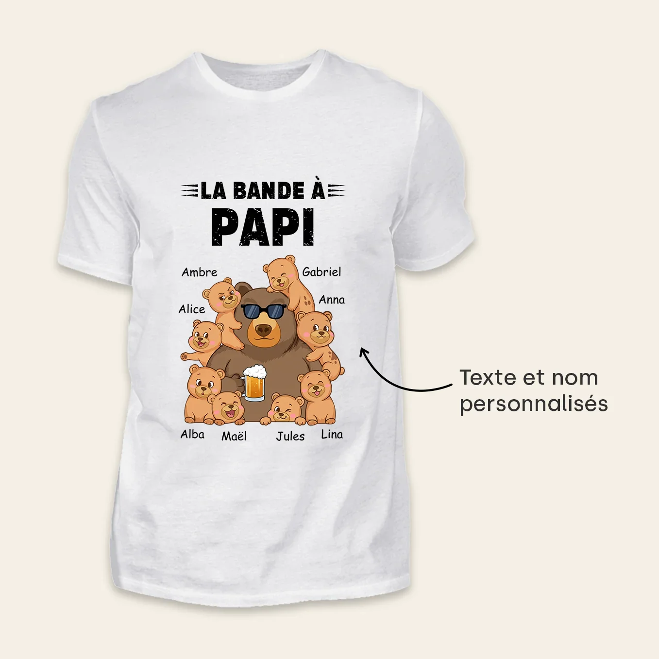 T-shirt Personnalisé “Ours” pour Papa avec Noms - Image 5